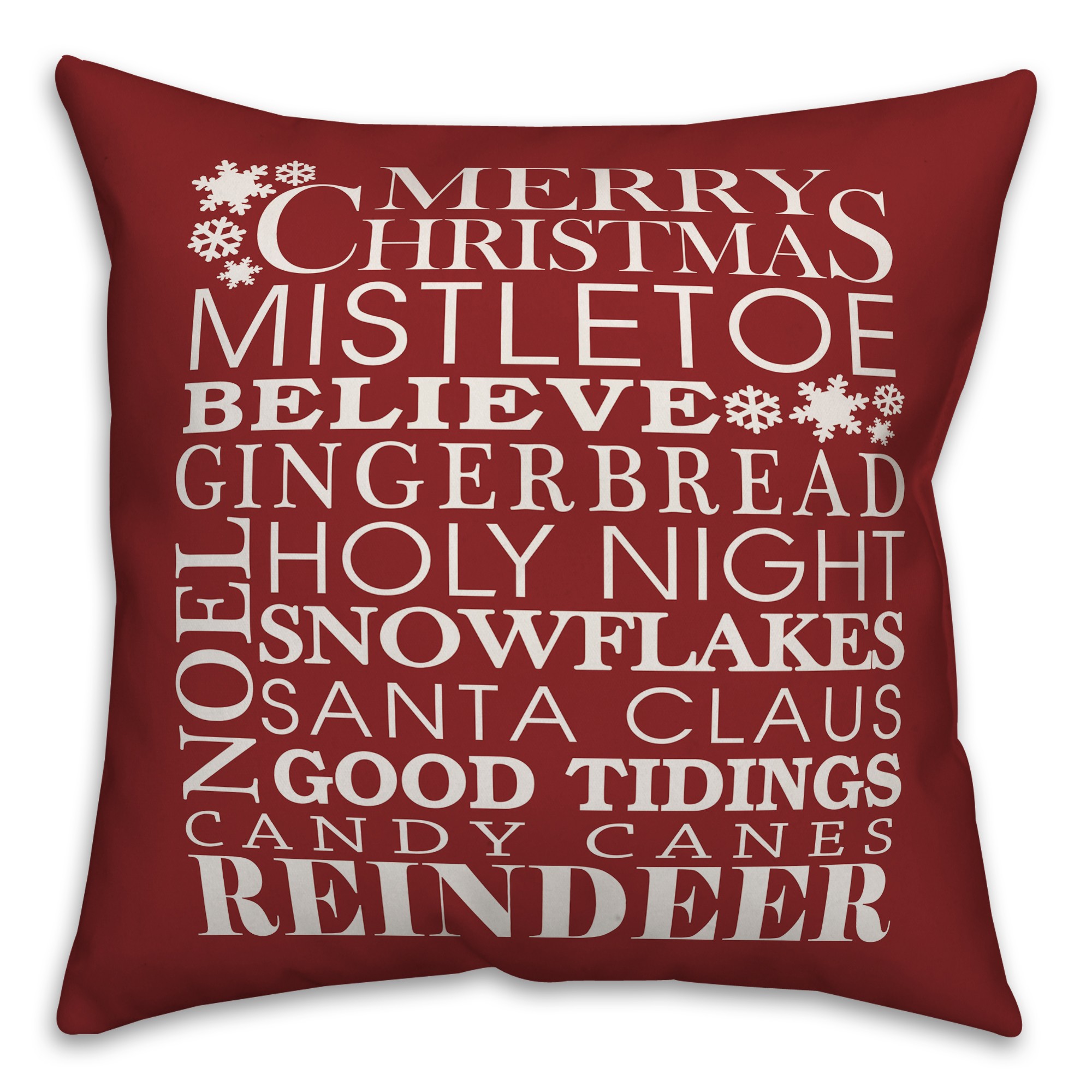 Christmas Things on Dark Red 18x18 Spun Poly Pillow