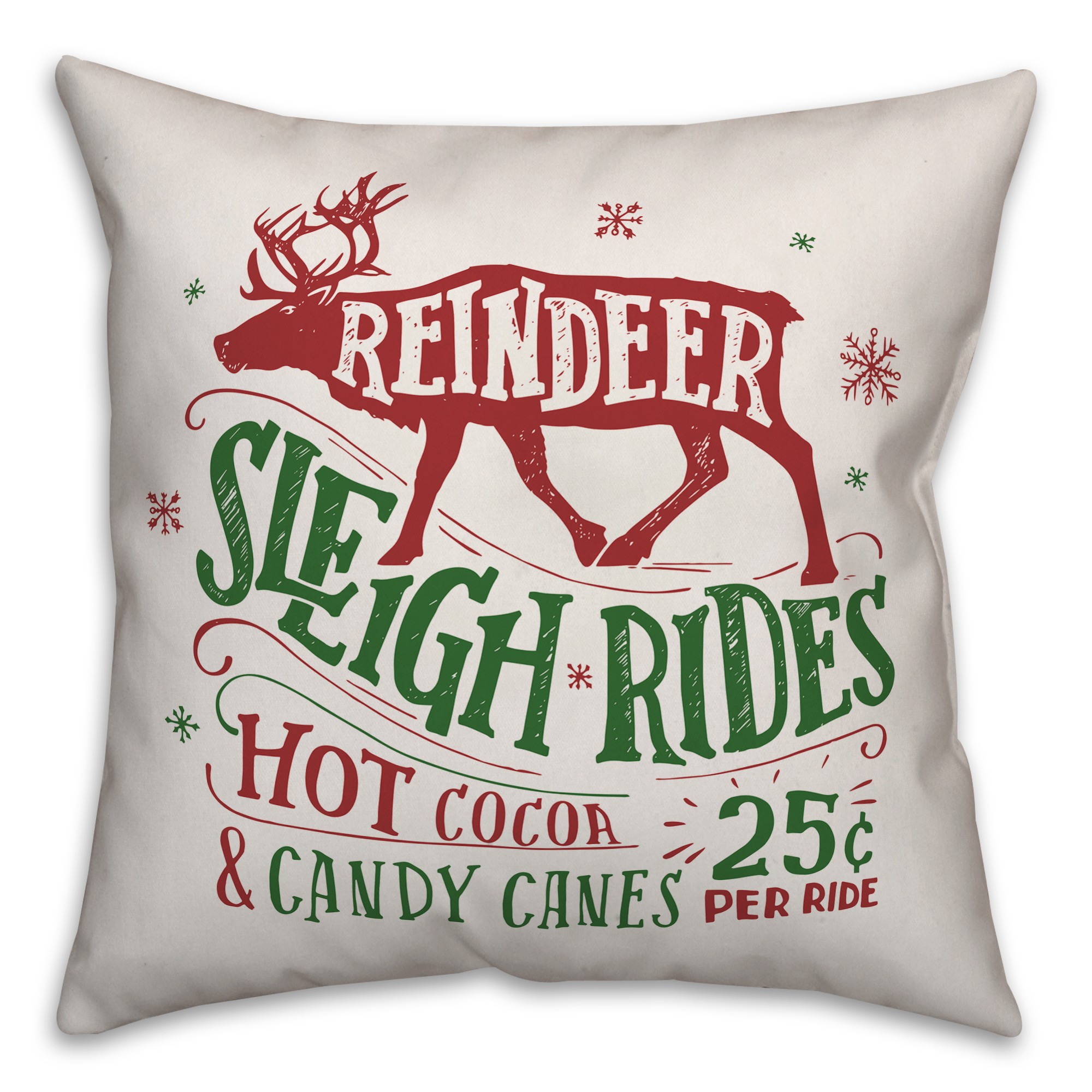 Reindeer Sleigh Rides 18x18 Spun Poly Pillow