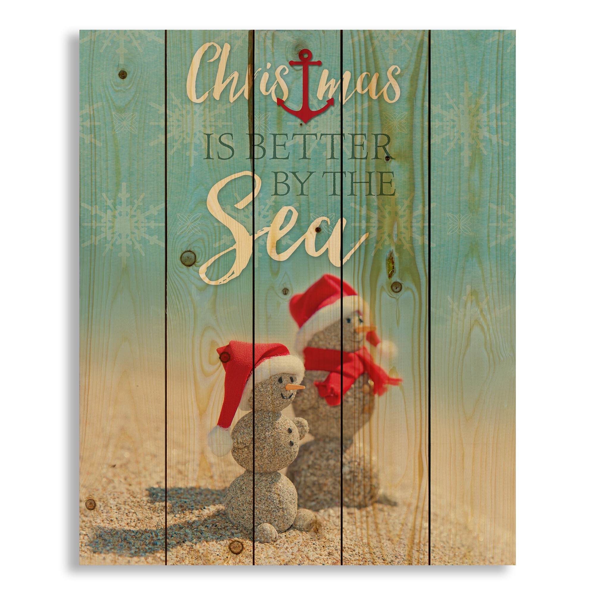 Sand Snowman 18x22 Pallet Wood Art