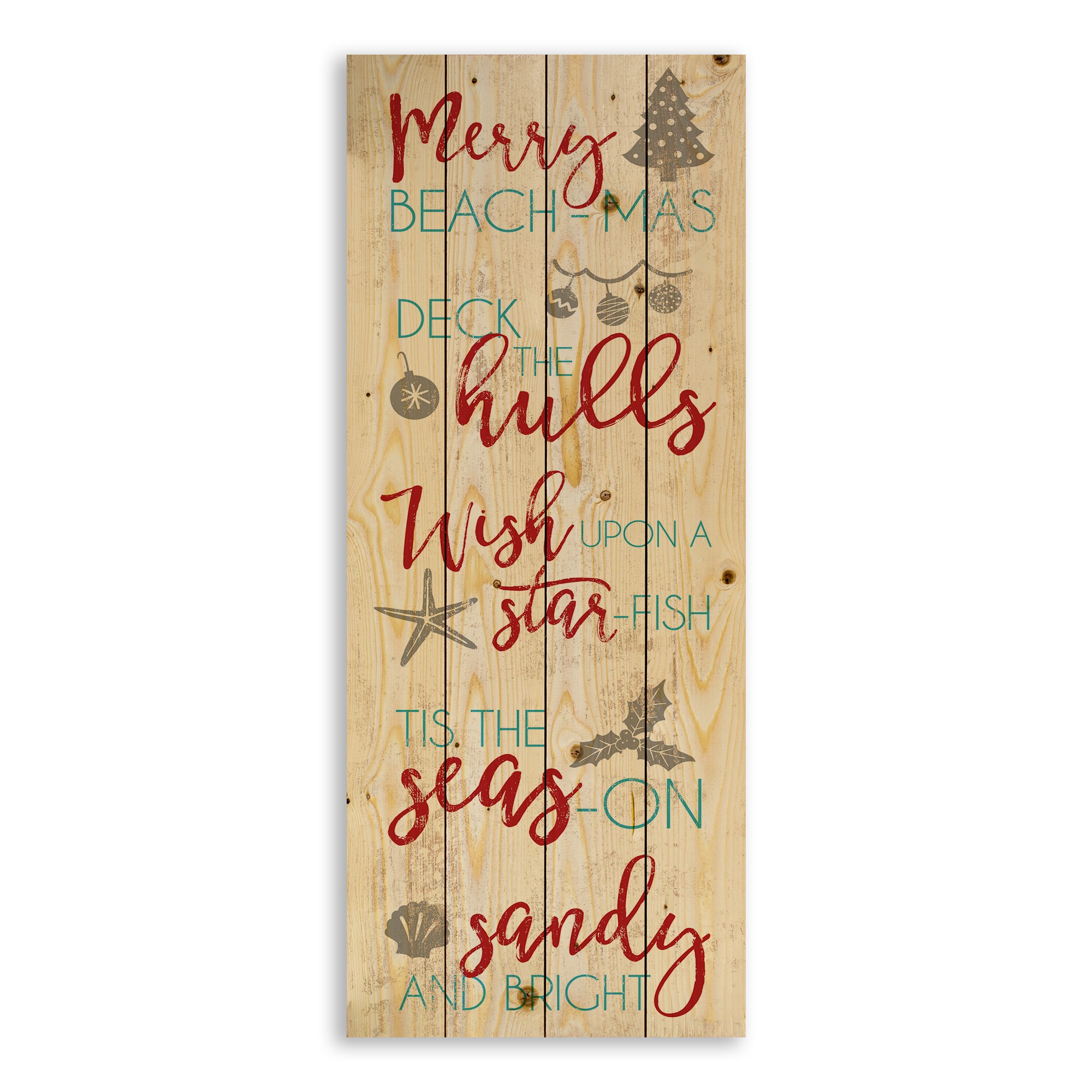 Coastal Christmas Phrases 14x36 Pallet Wood Art