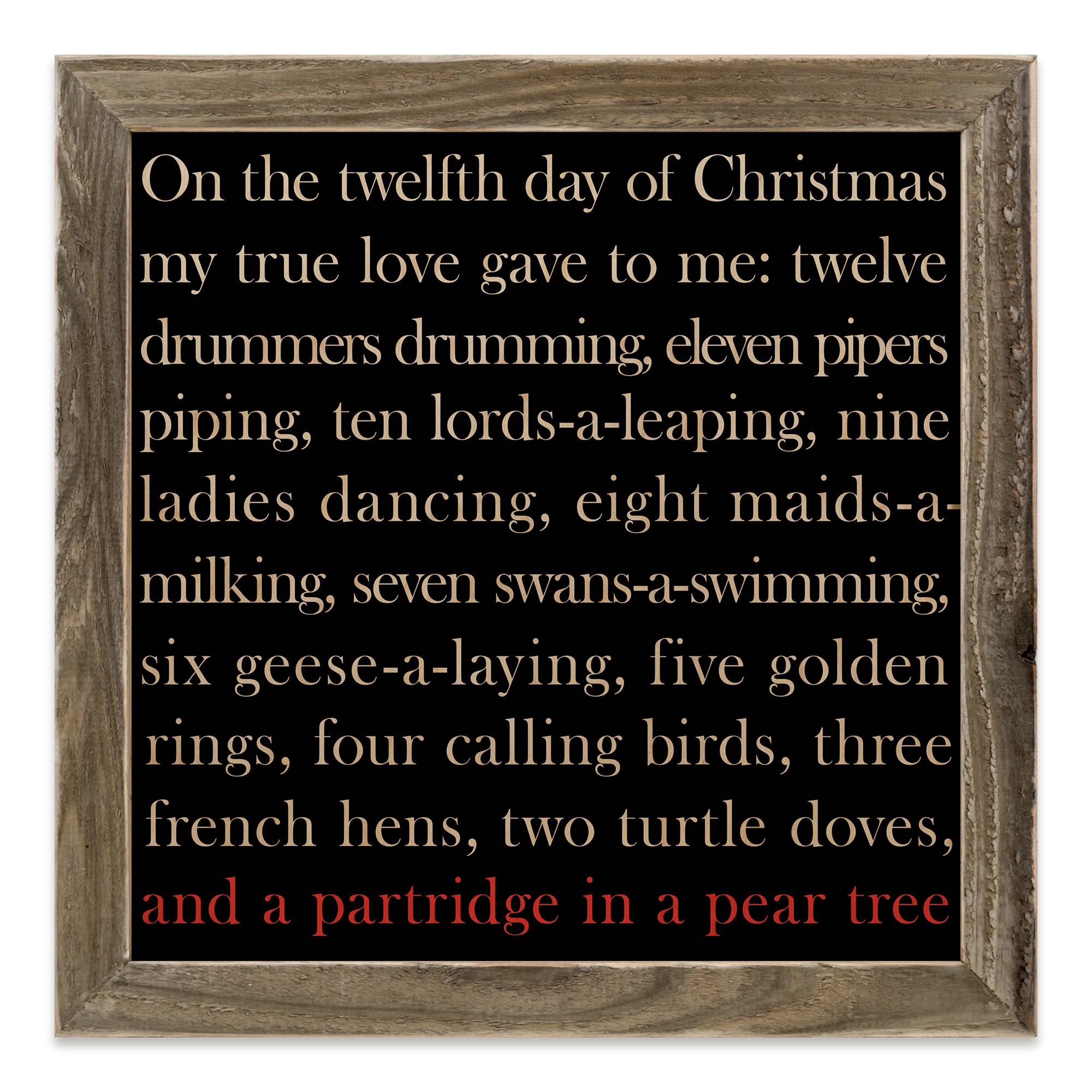12 Days of Christmas 12x12 Framed Pallet Wood Art