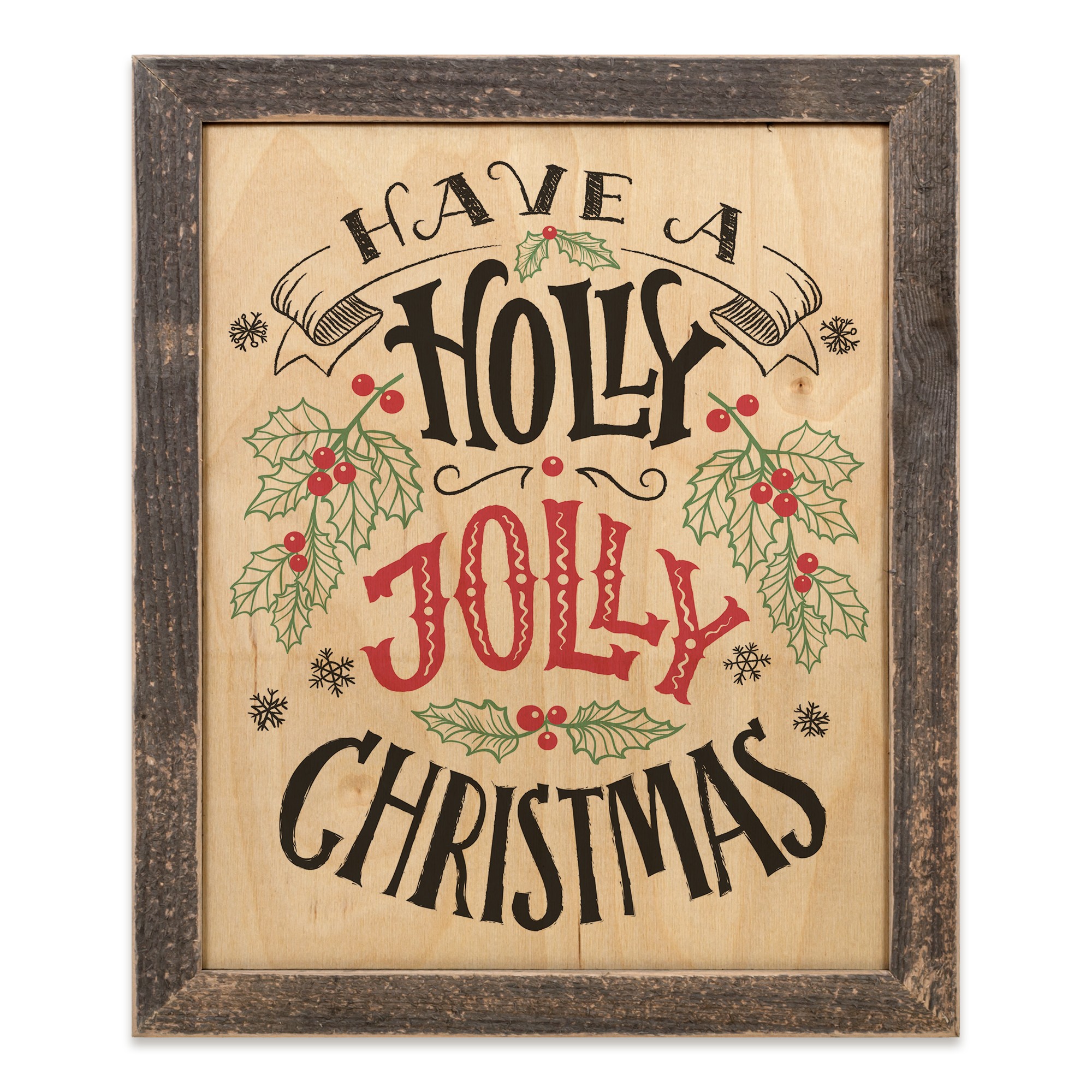 Have a Holly Jolly Christmas 14x11 Framed Pallet Wood Art