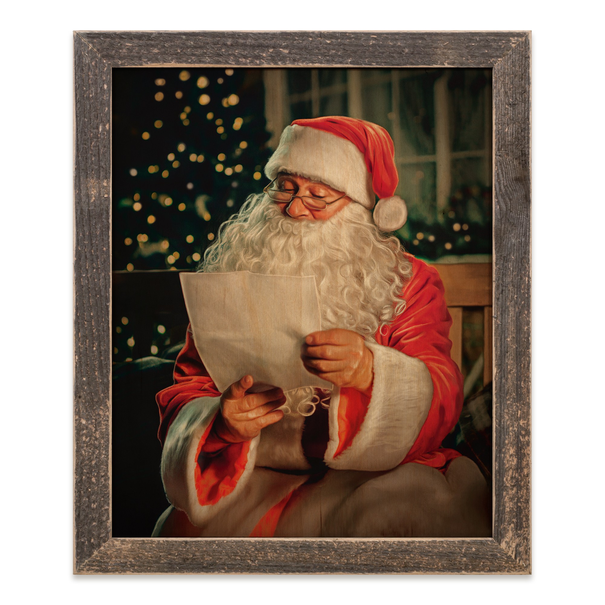 Santa Reading 14x11 Framed Pallet Wood Art
