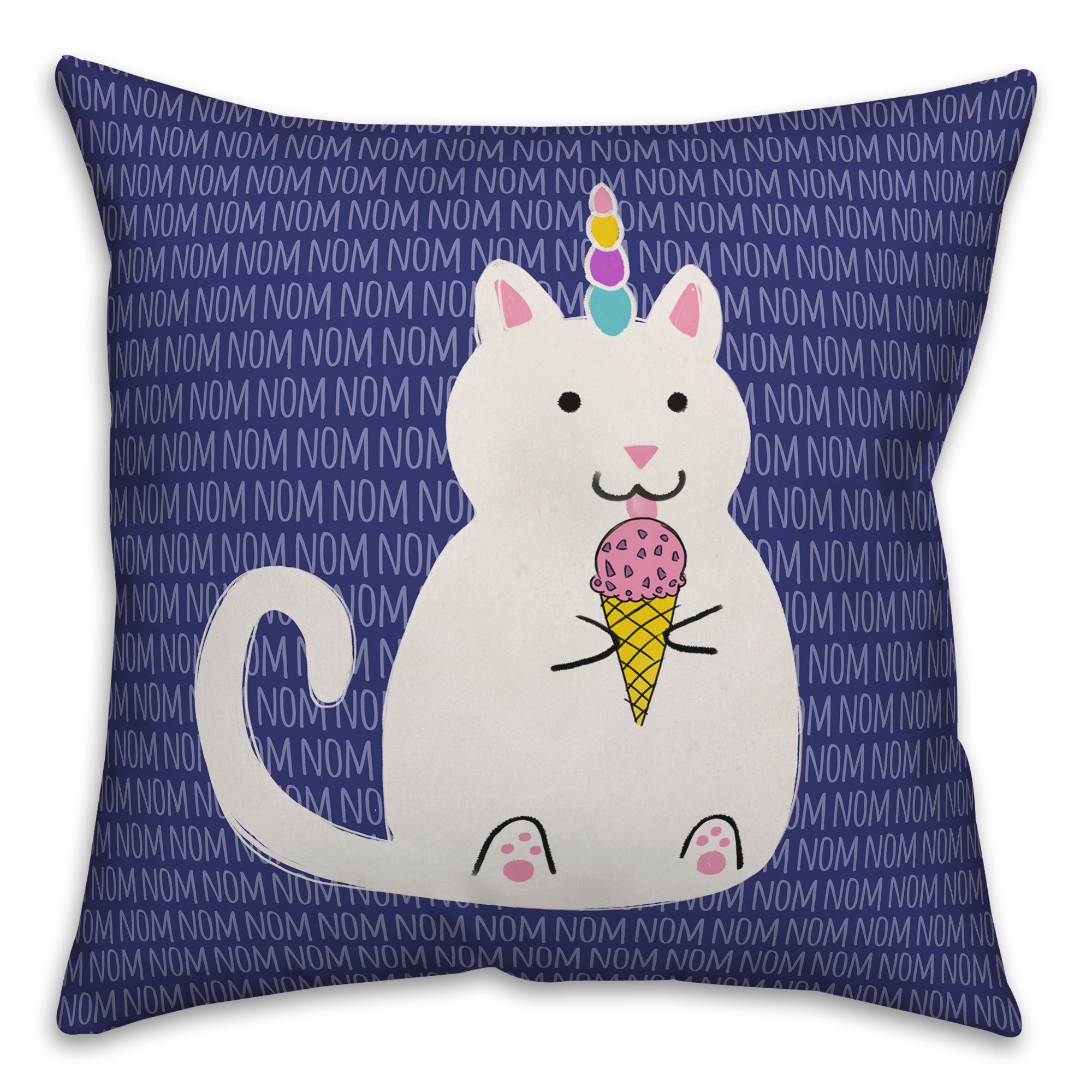 Nom Kittycorn 18x18 Spun Poly Pillow