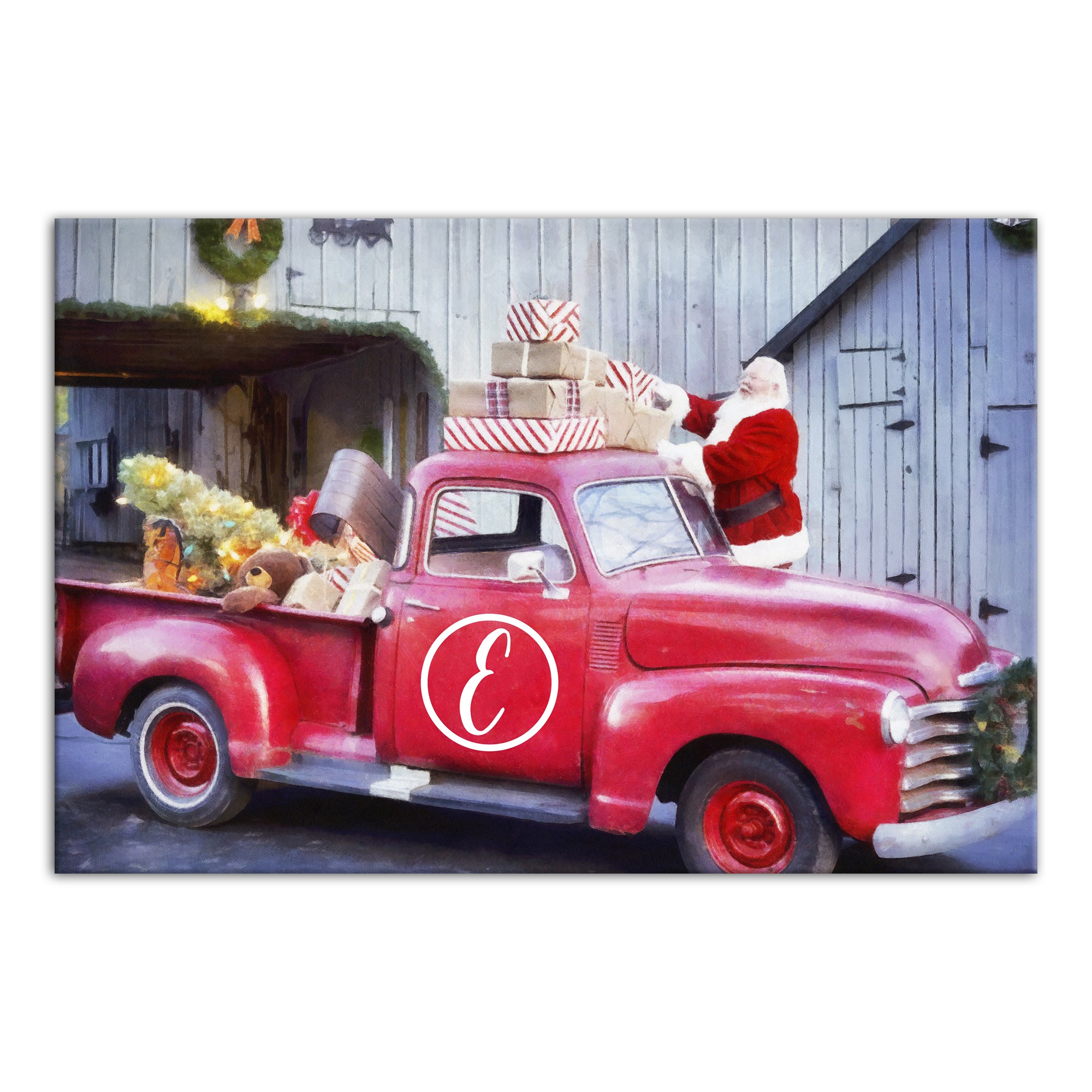 Vintage Santa Truck 12x18 Personalized Canvas Wall Art