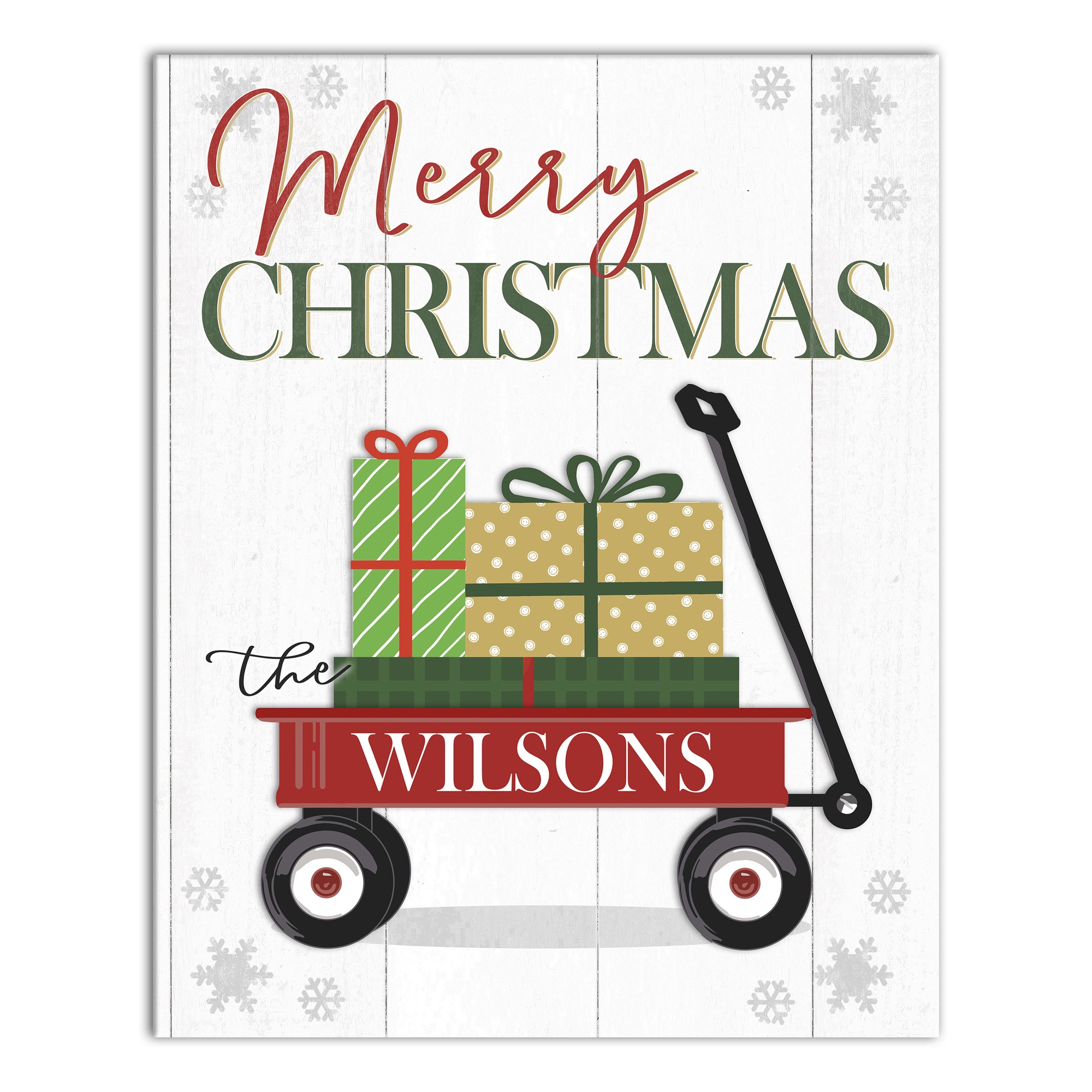 Merry Christmas Sled 16x20 Canvas Wall Art