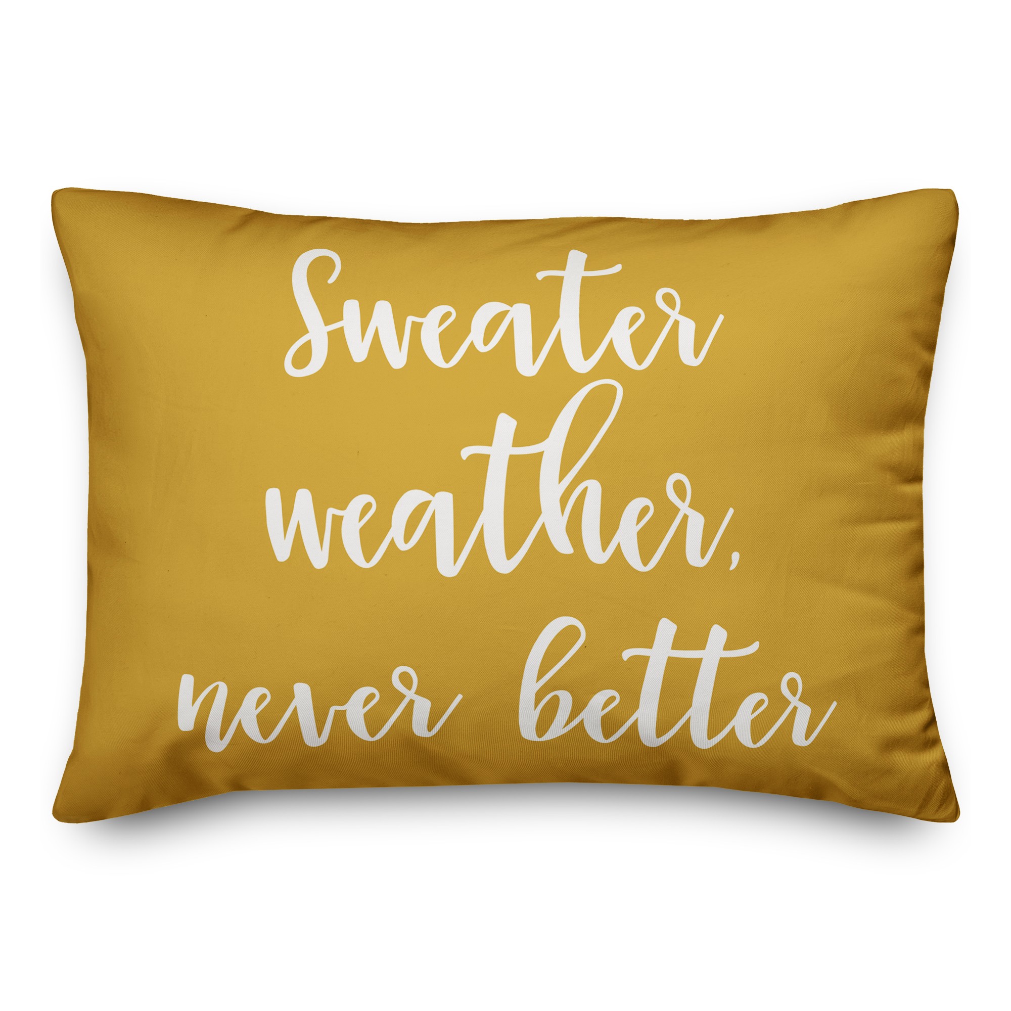Sweater Weather Never Better in Mustard 14x20 Spun Poly Pillow