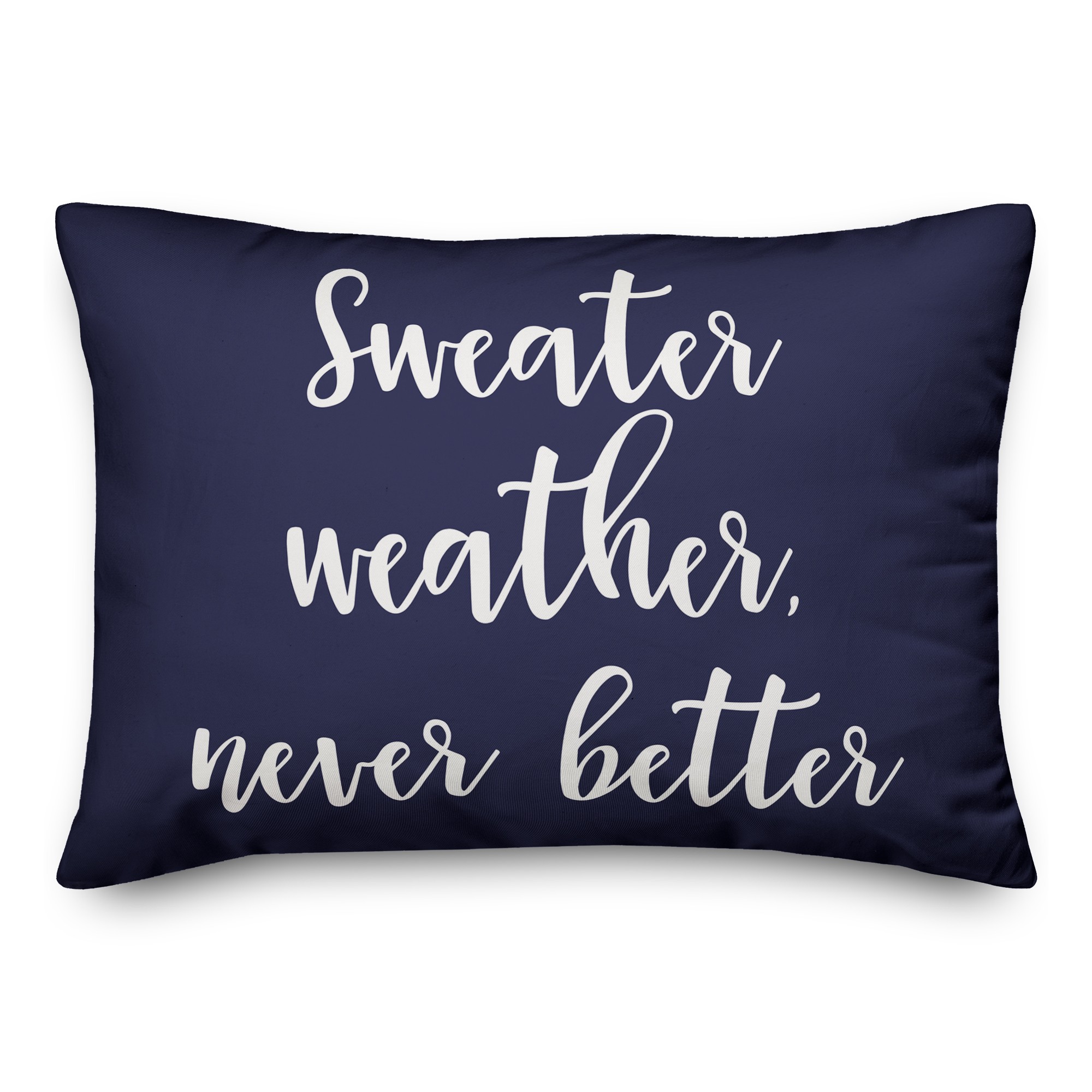 Sweater Weather Never Better in Navy 14x20 Spun Poly Pillow