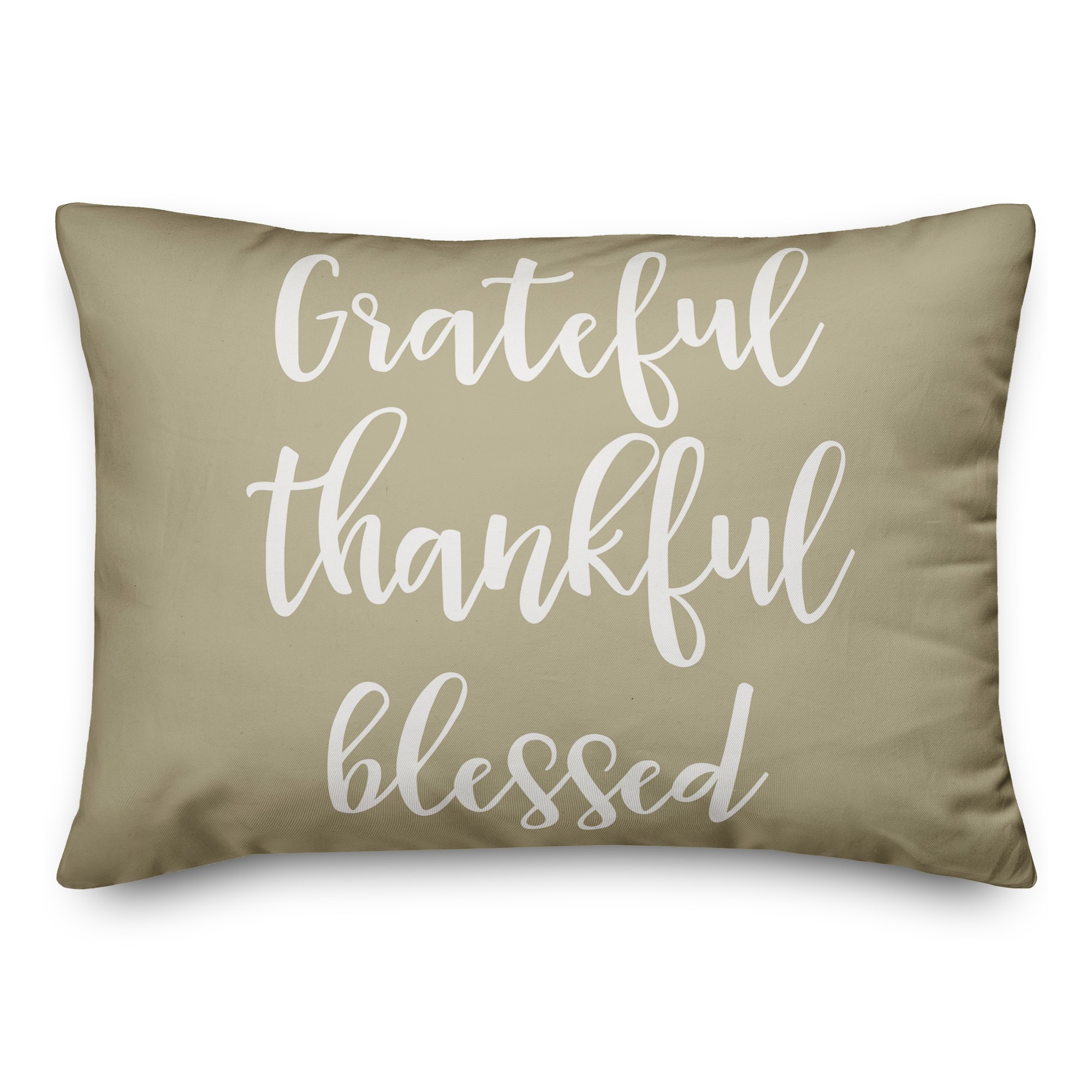 Grateful Thankful Blessed in Beige 14x20 Spun Poly Pillow