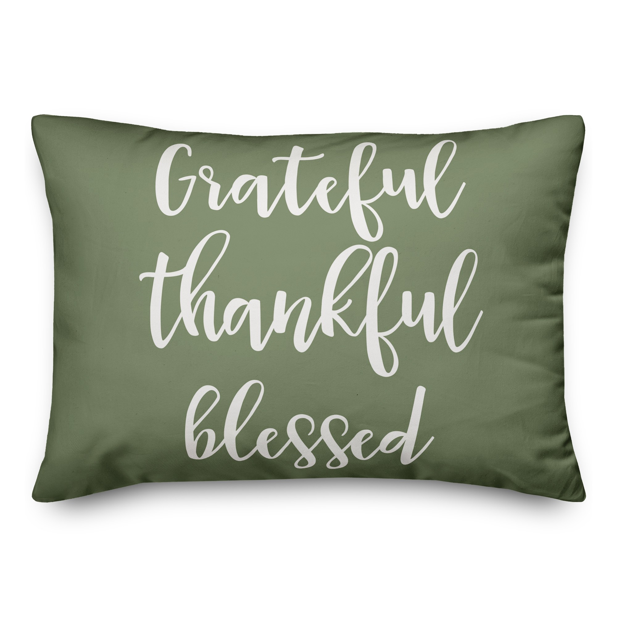 Grateful Thankful Blessed in Green 14x20 Spun Poly Pillow