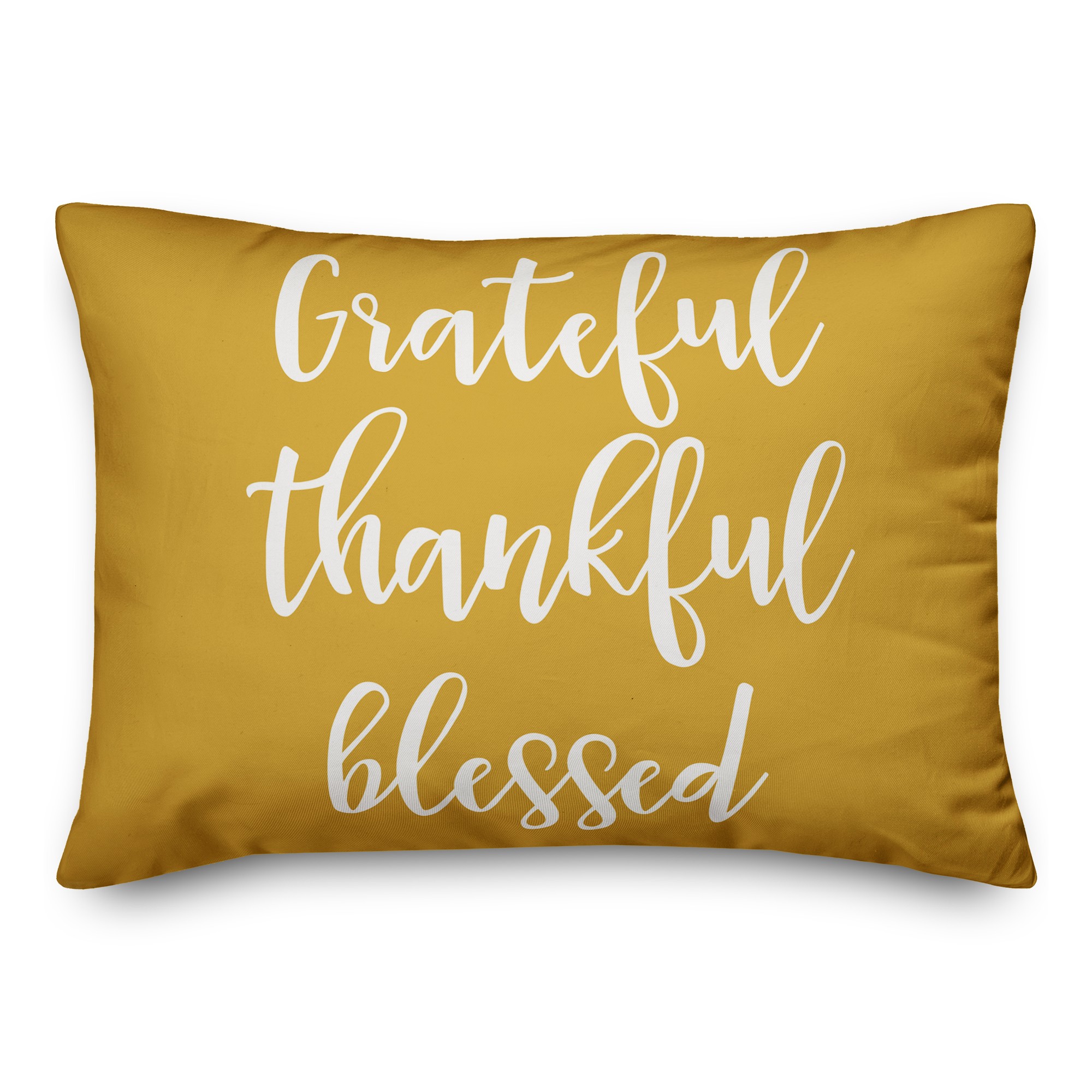 Grateful Thankful Blessed in Mustard 14x20 Spun Poly Pillow