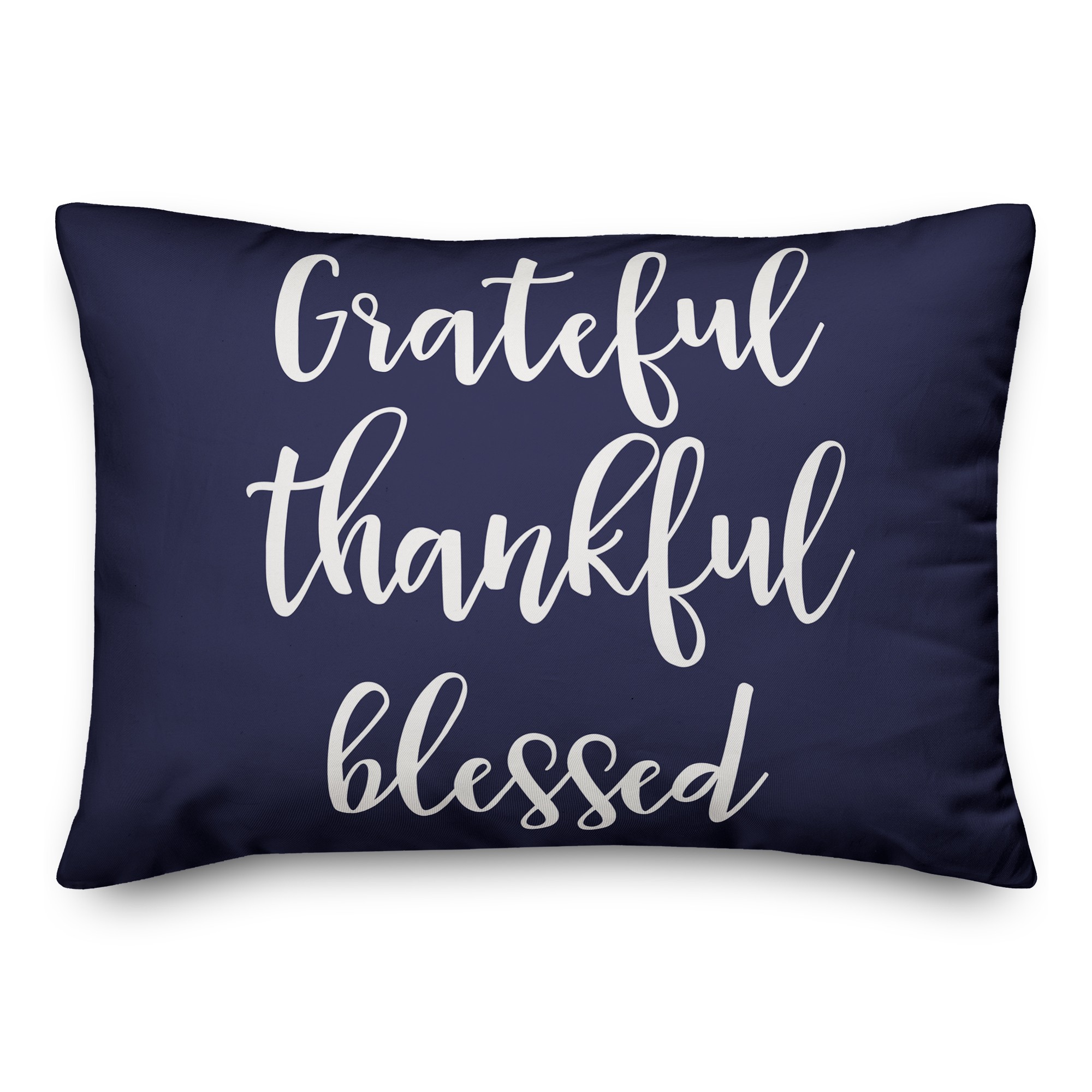 Grateful Thankful Blessed in Navy 14x20 Spun Poly Pillow