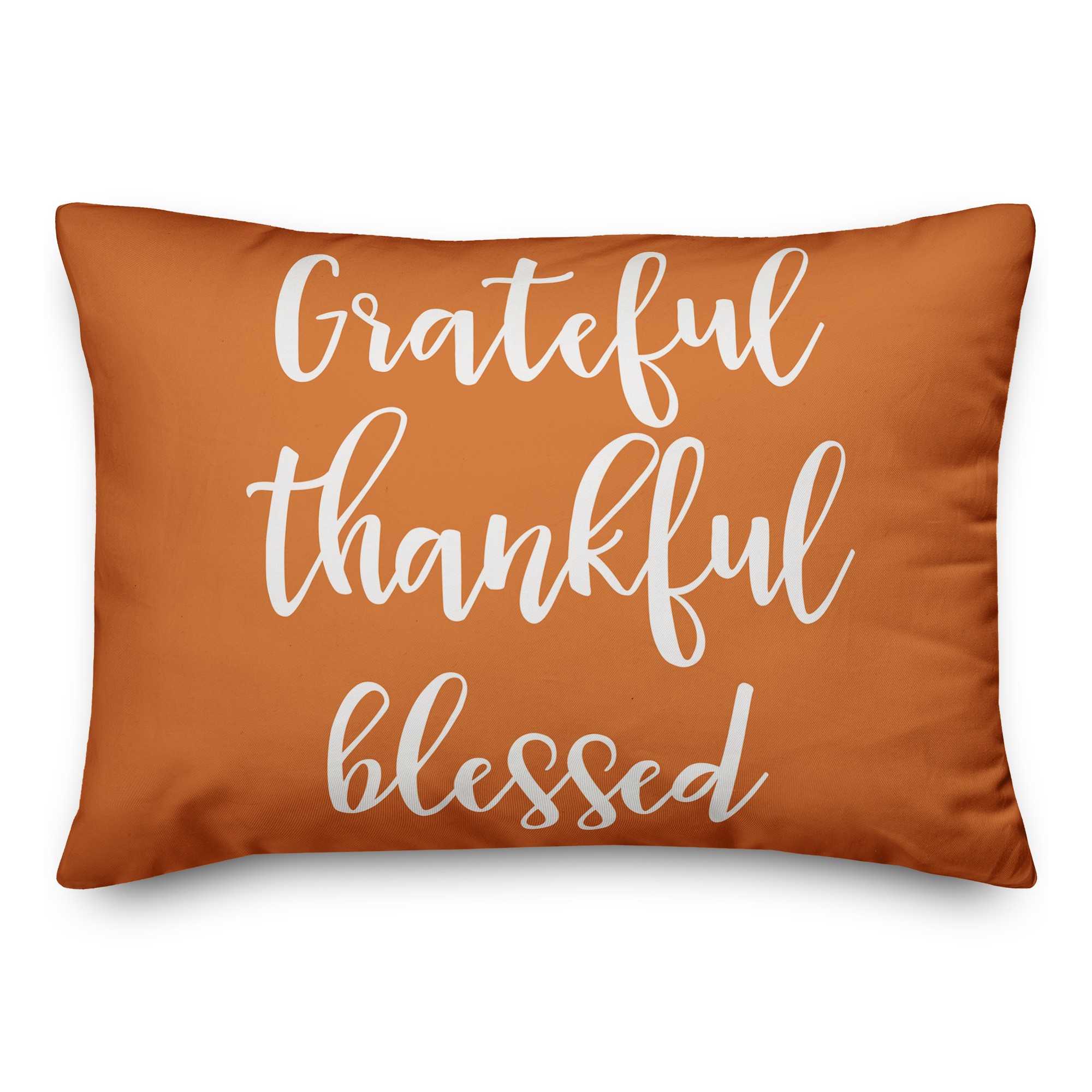 Grateful Thankful Blessed in Orange 14x20 Spun Poly Pillow