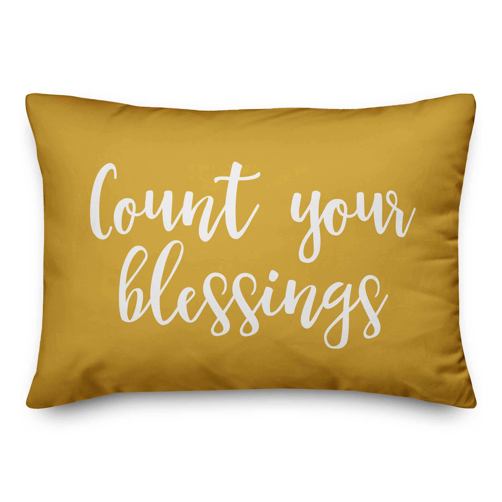 Count Your Blessings in Mustard 14x20 Spun Poly Pillow