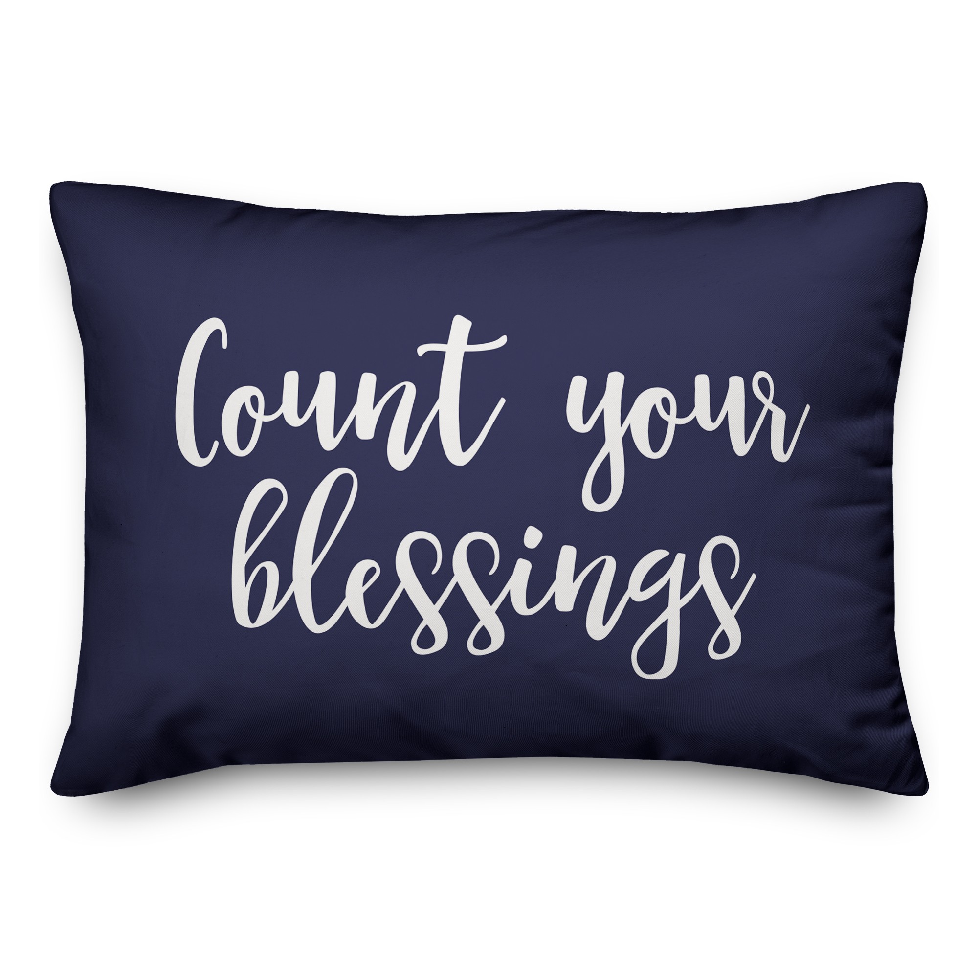Count Your Blessings in Navy 14x20 Spun Poly Pillow