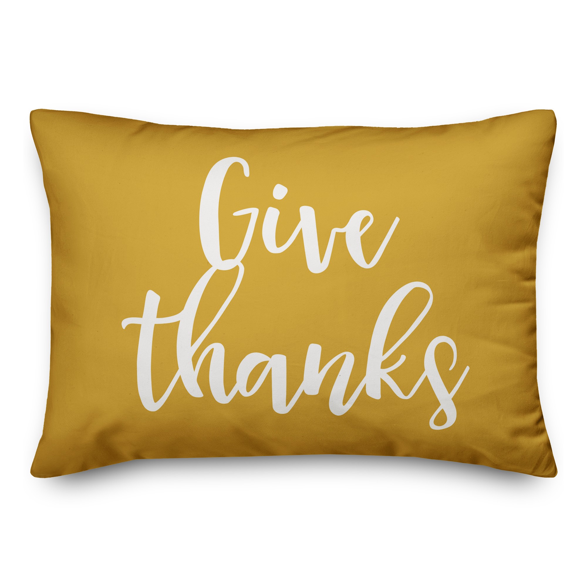 Give Thanks in Mustard 14x20 Spun Poly Pillow