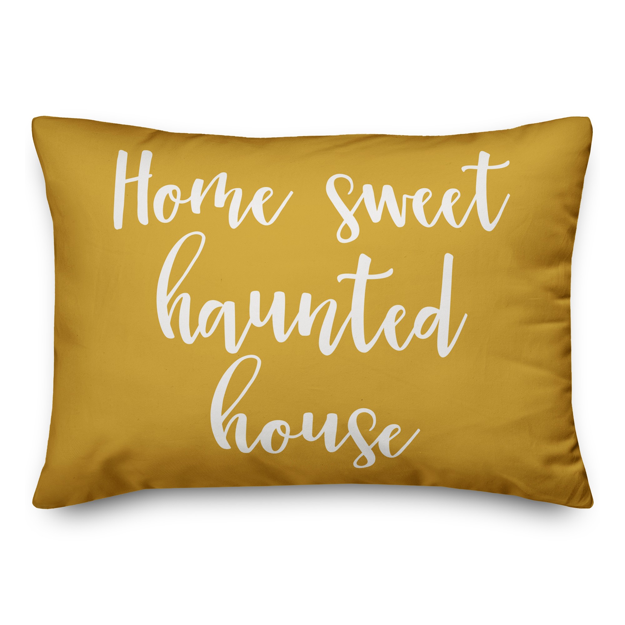 Home Sweet Haunted House in Mustard 14x20 Spun Poly Pillow