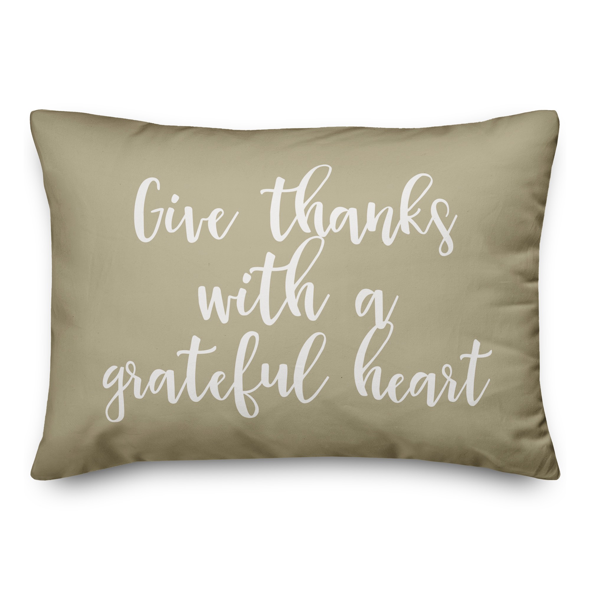 Give Thanks With A Grateful Heart in Beige 14x20 Spun Poly Pillow