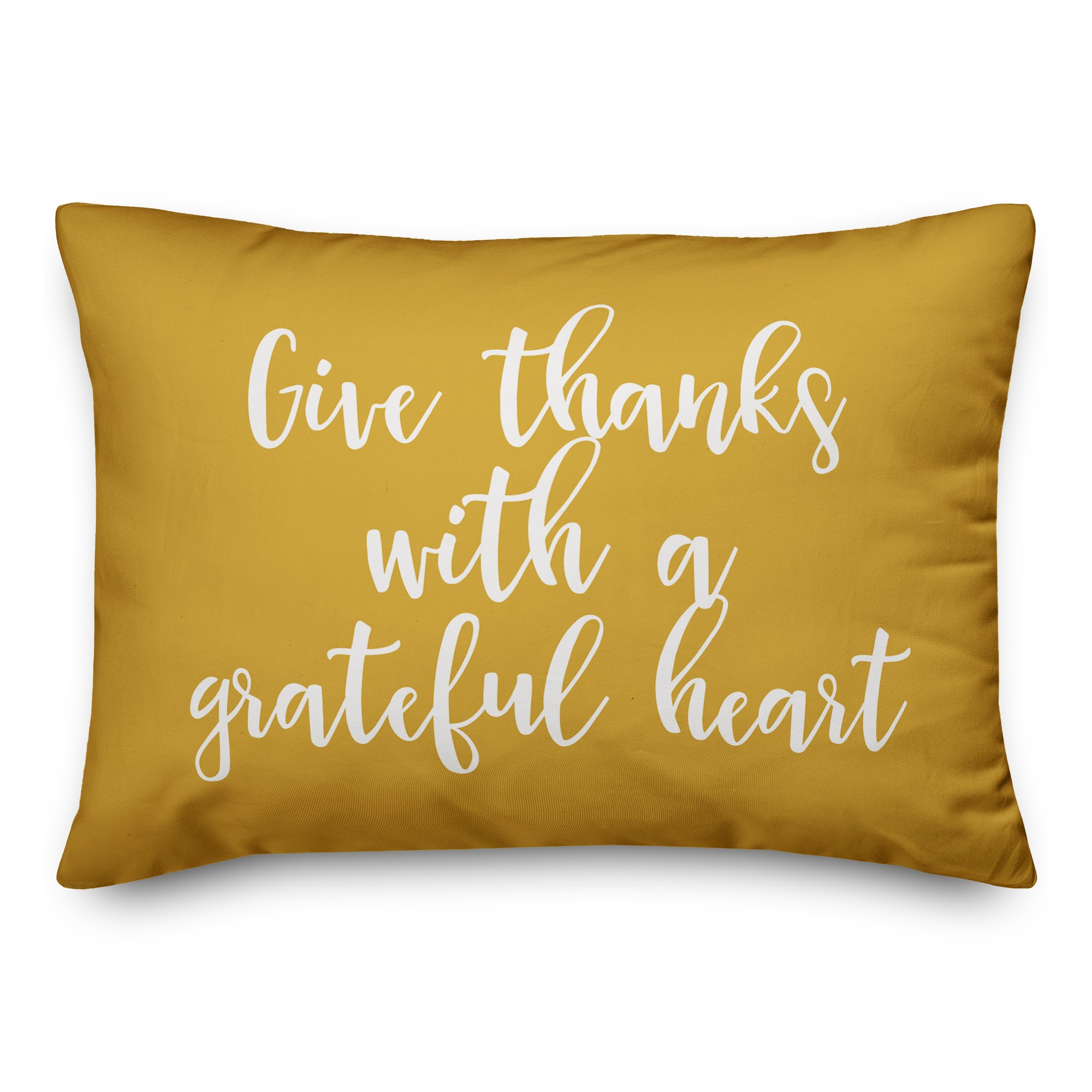 Give Thanks With A Grateful Heart in Mustard 14x20 Spun Poly Pillow