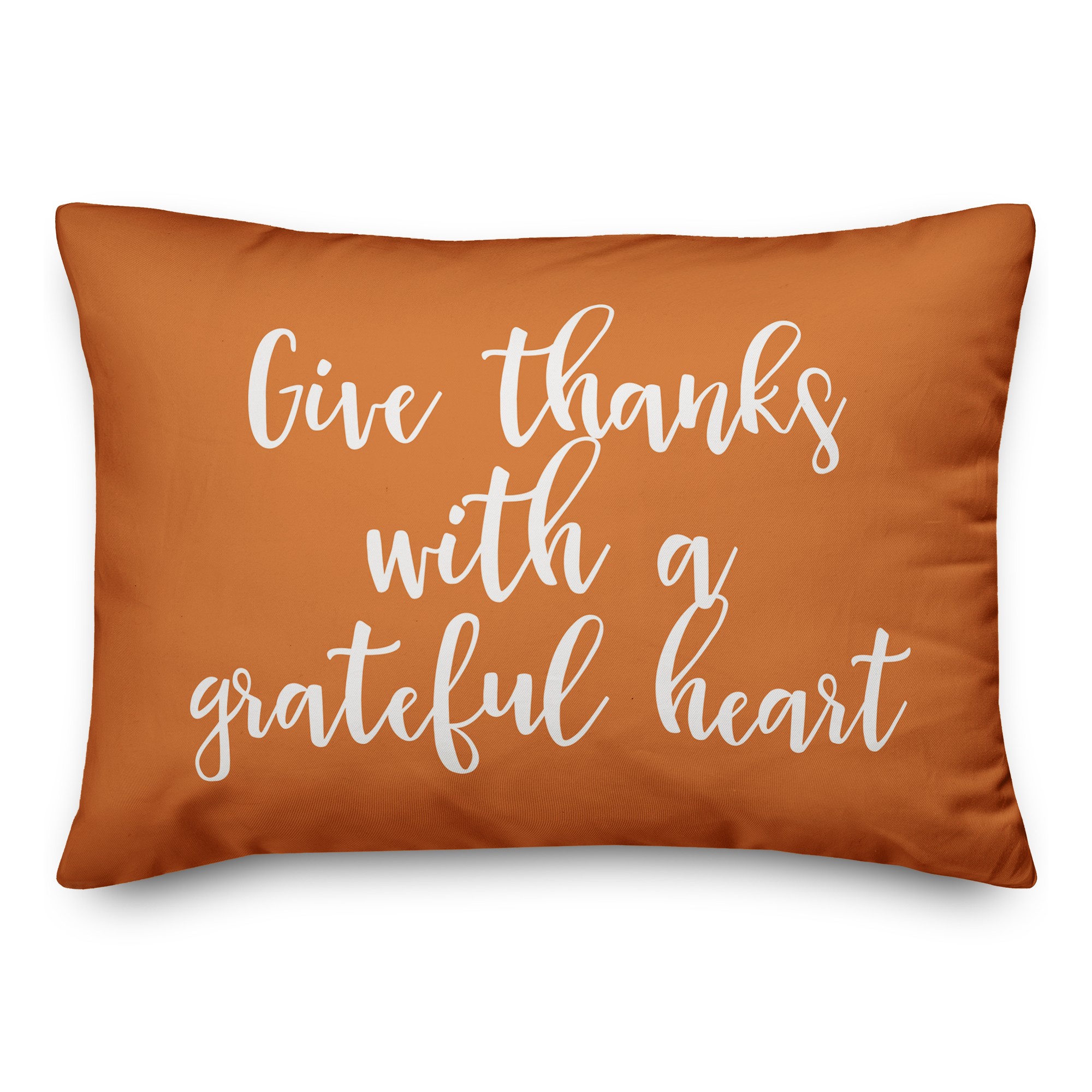 Give Thanks With A Grateful Heart in Orange 14x20 Spun Poly Pillow
