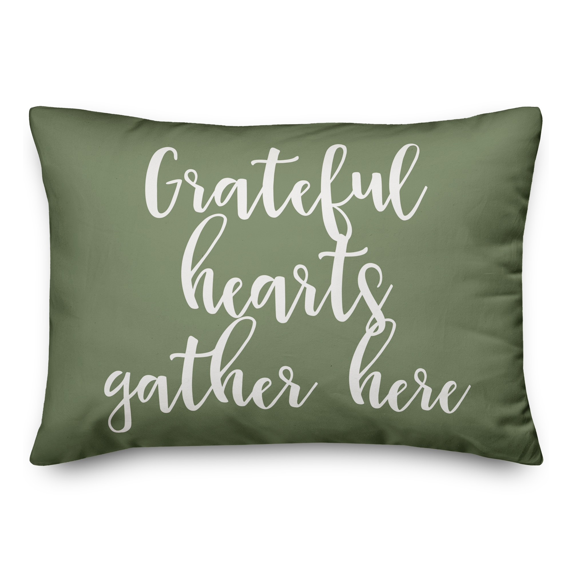 Grateful Hearts Gather Here in Green 14x20 Spun Poly Pillow