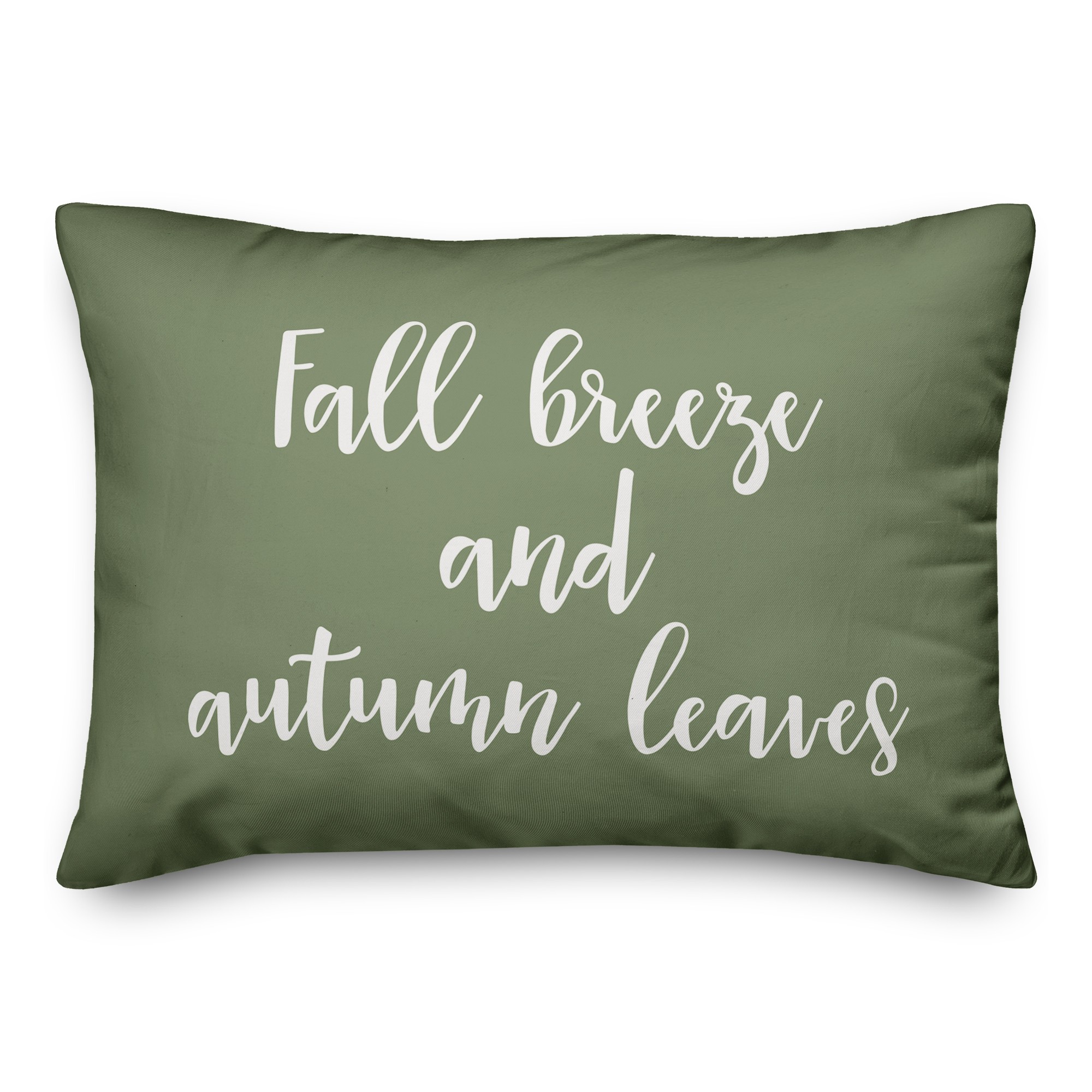 Fall Breeze And Autumn Leaves in Green 14x20 Spun Poly Pillow