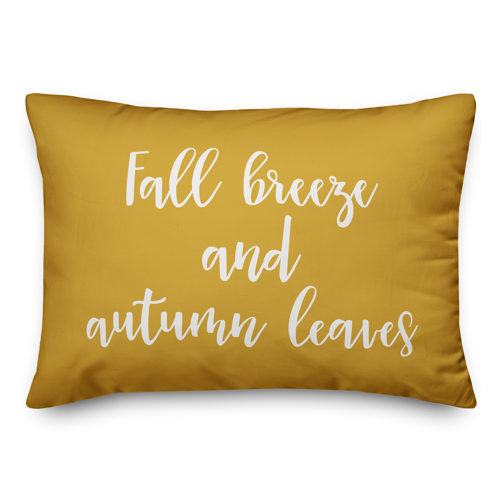 Fall Breeze And Autumn Leaves in Mustard 14x20 Spun Poly Pillow
