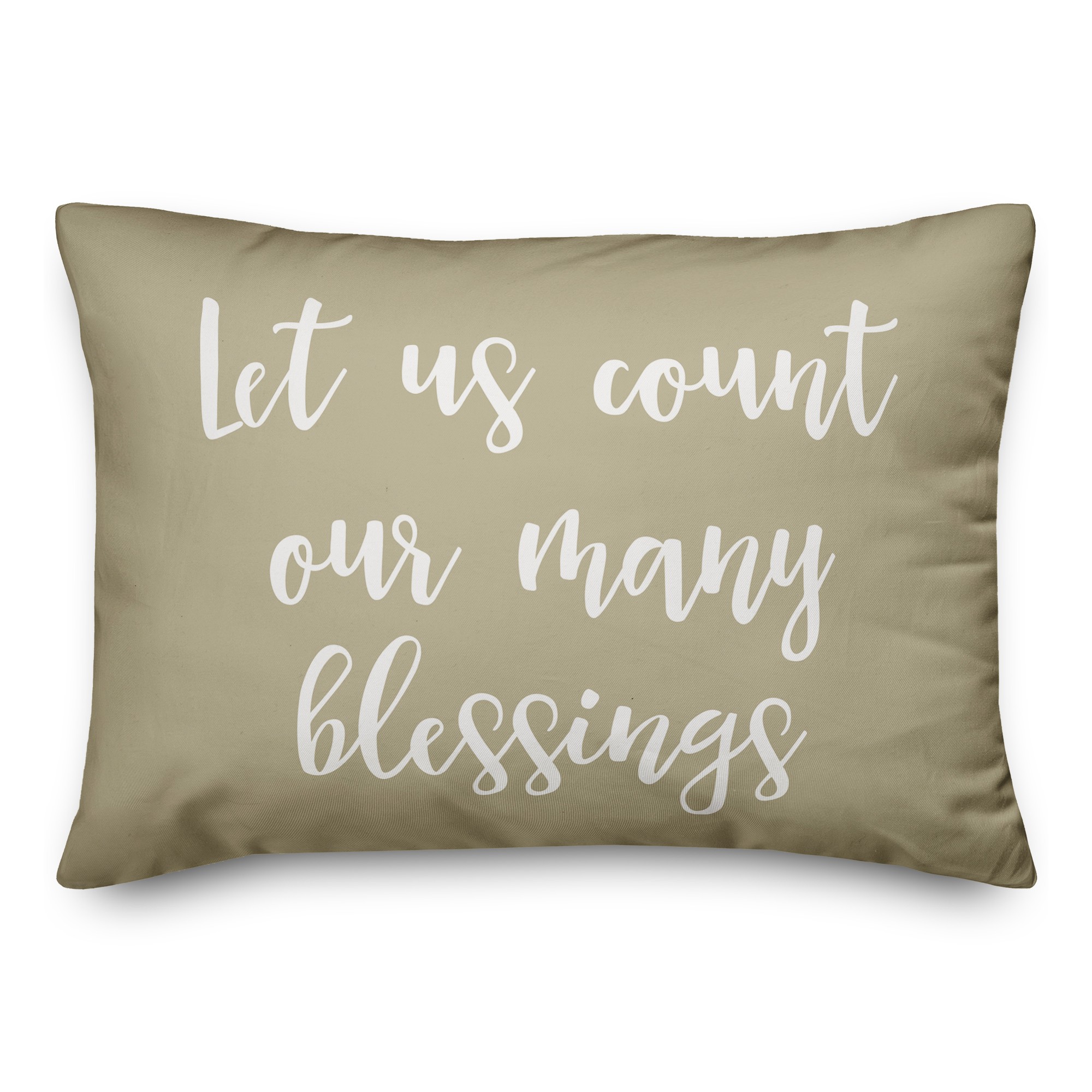 Let Us Count Our Many Blessings in Beige 14x20 Spun Poly Pillow