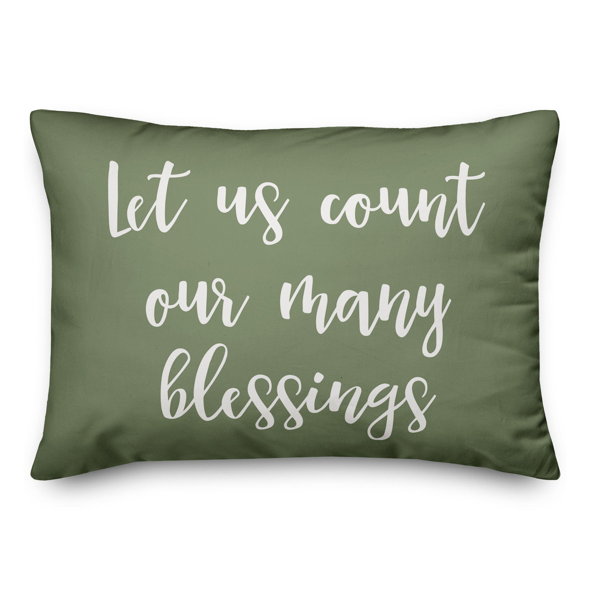 Let Us Count Our Many Blessings in Green 14x20 Spun Poly Pillow