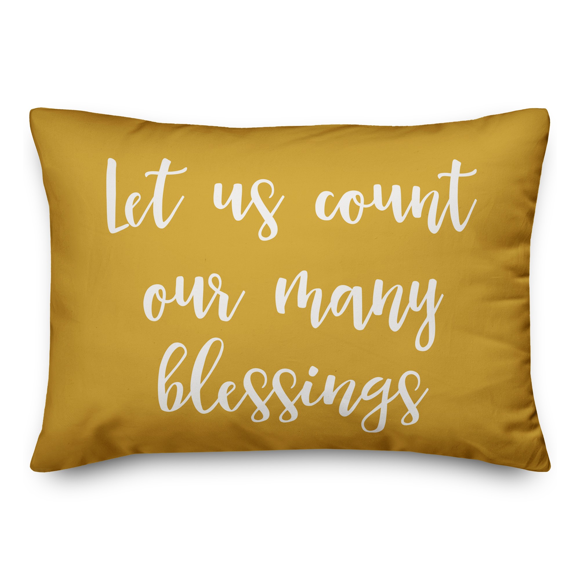 Let Us Count Our Many Blessings in Mustard 14x20 Spun Poly Pillow
