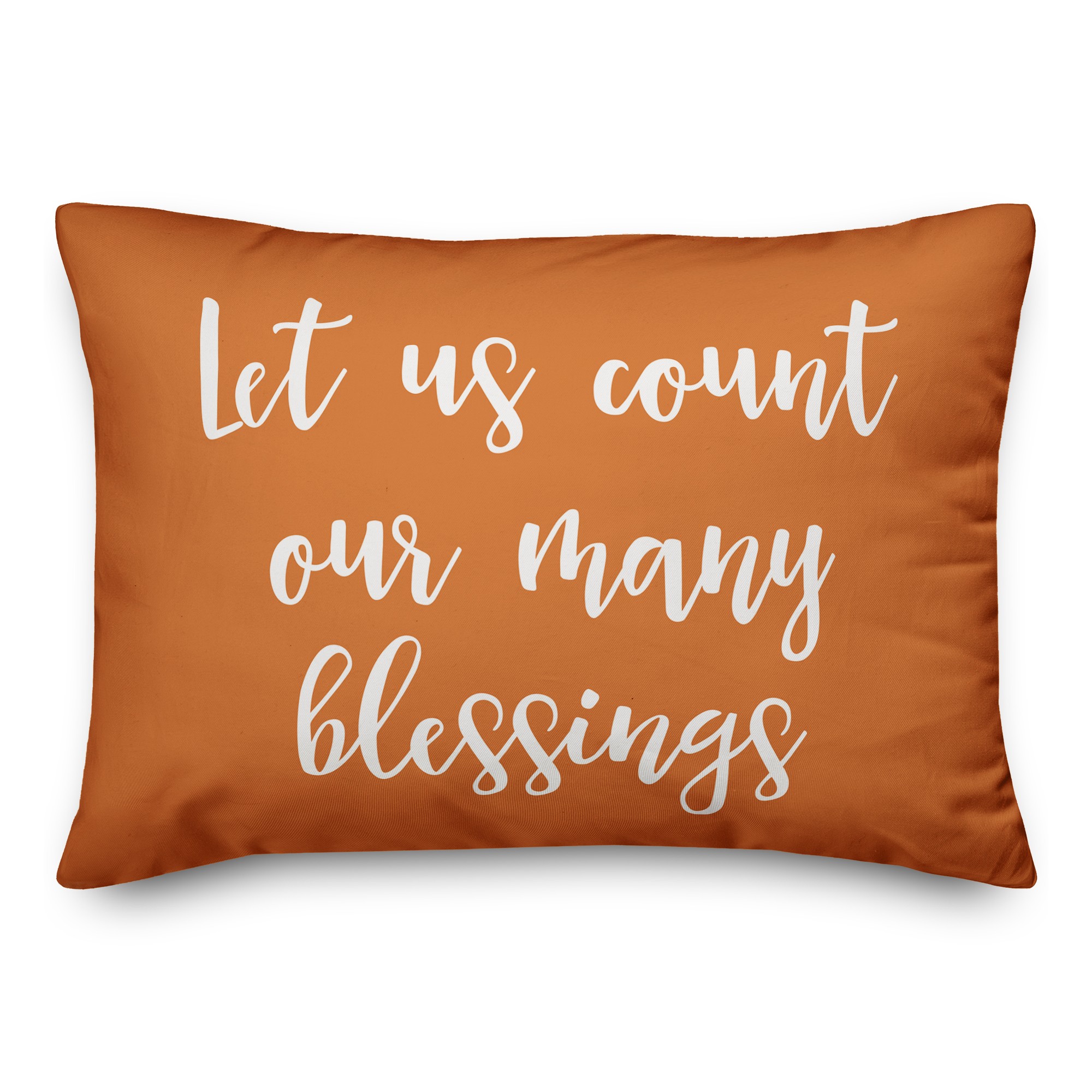 Let Us Count Our Many Blessings in Orange 14x20 Spun Poly Pillow