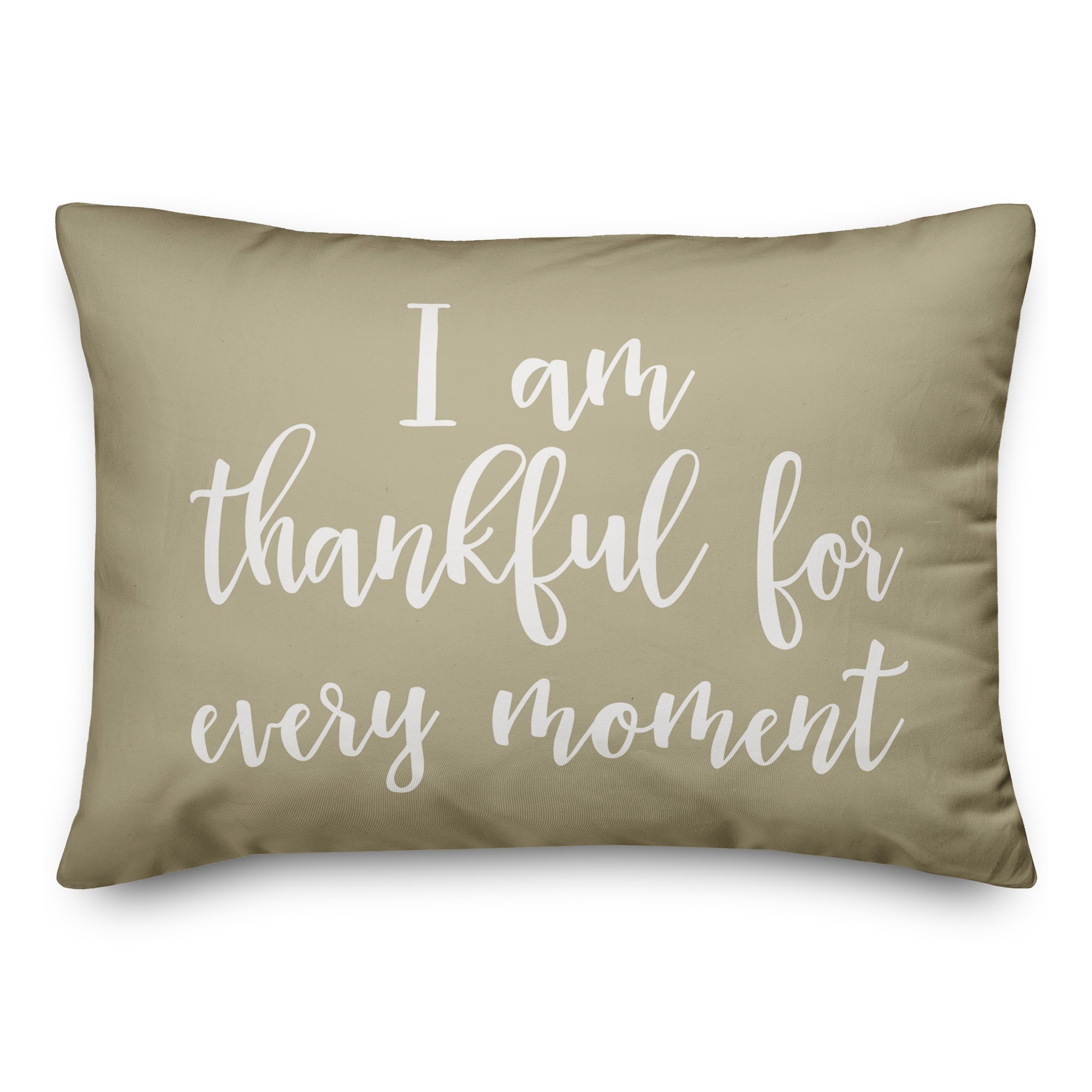 I Am Thankful For Every Moment in Beige 14x20 Spun Poly Pillow