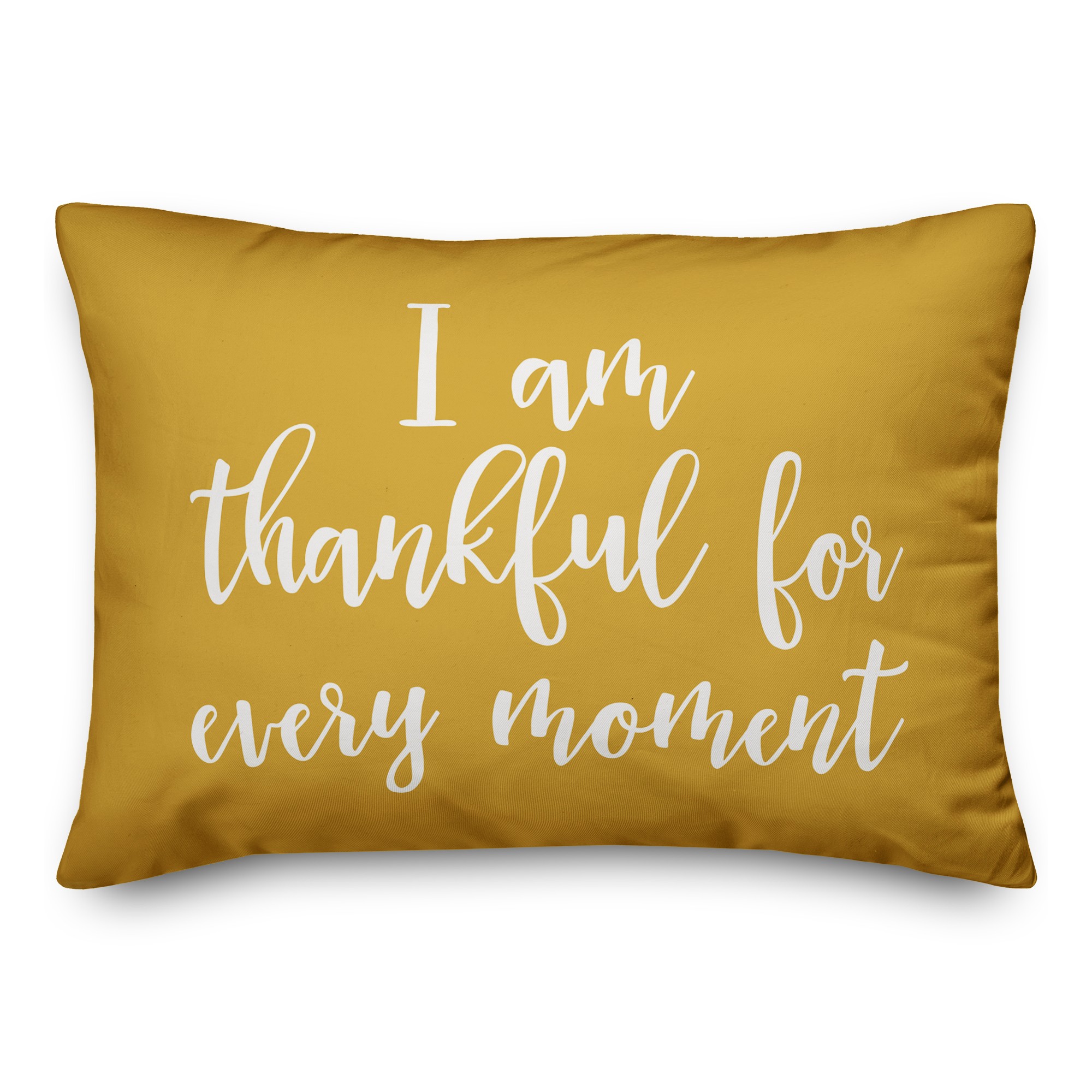 I Am Thankful For Every Moment in Mustard 14x20 Spun Poly Pillow