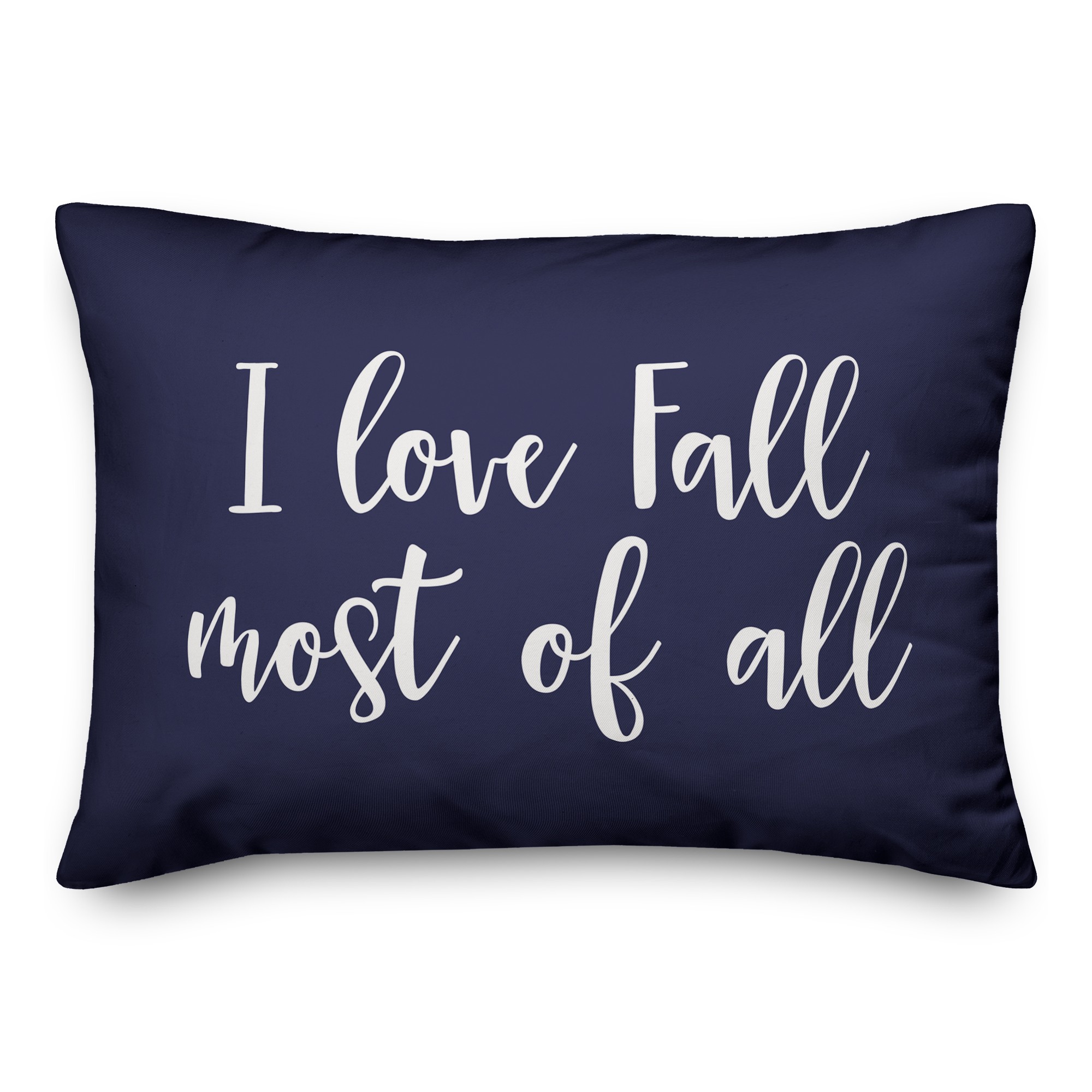 I Love Fall Most Of All in Navy 14x20 Spun Poly Pillow