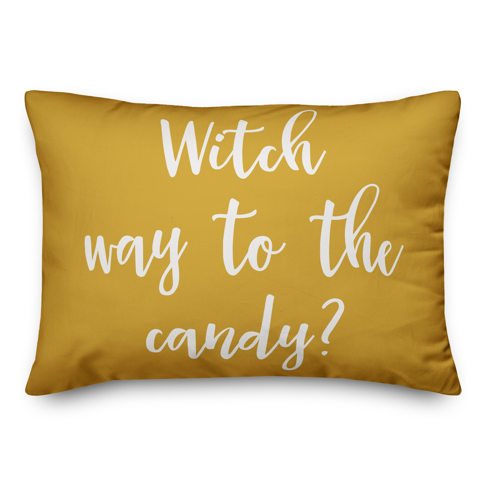 Witch Way To The Candy in Mustard 14x20 Spun Poly Pillow