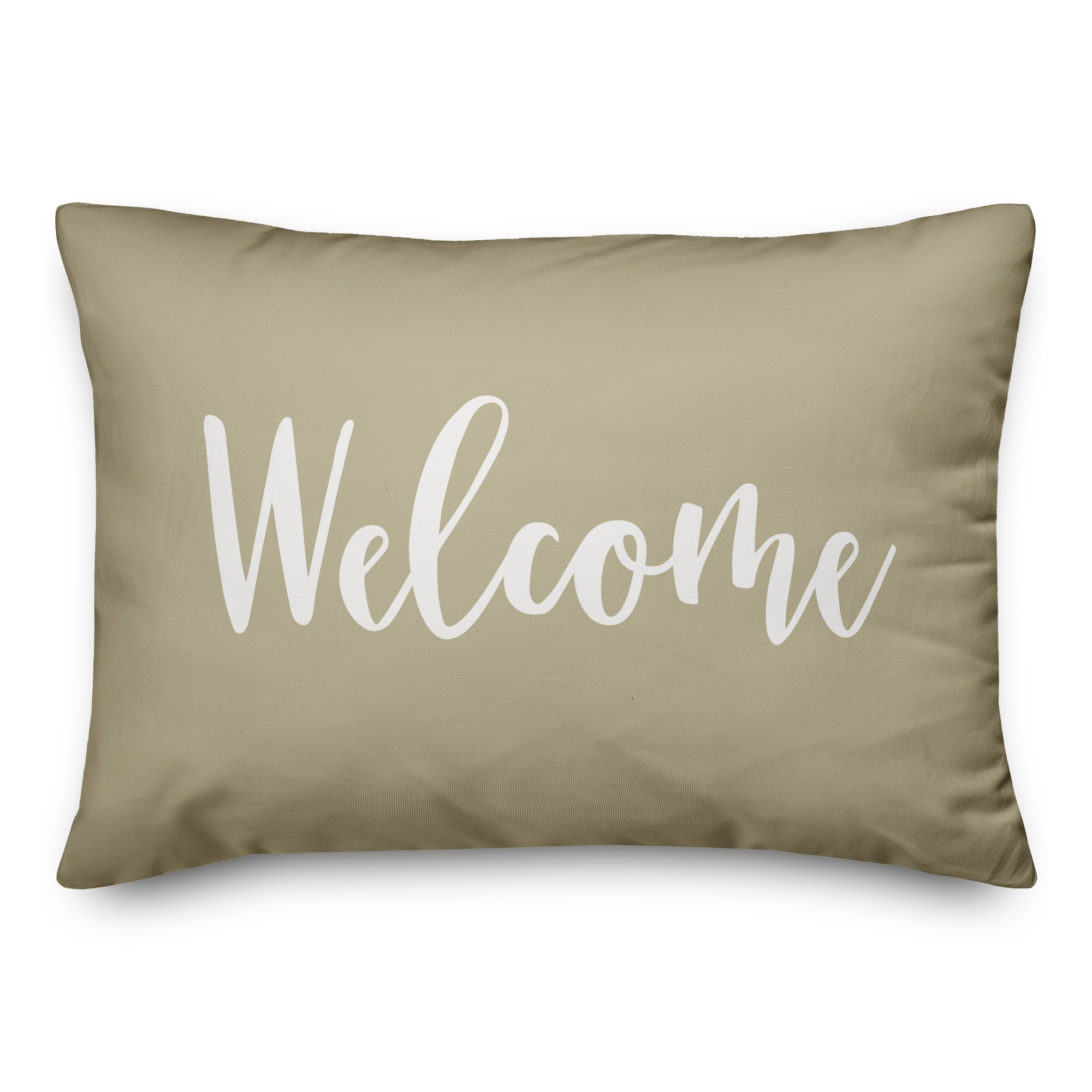Welcome in Beige 14x20 Spun Poly Pillow