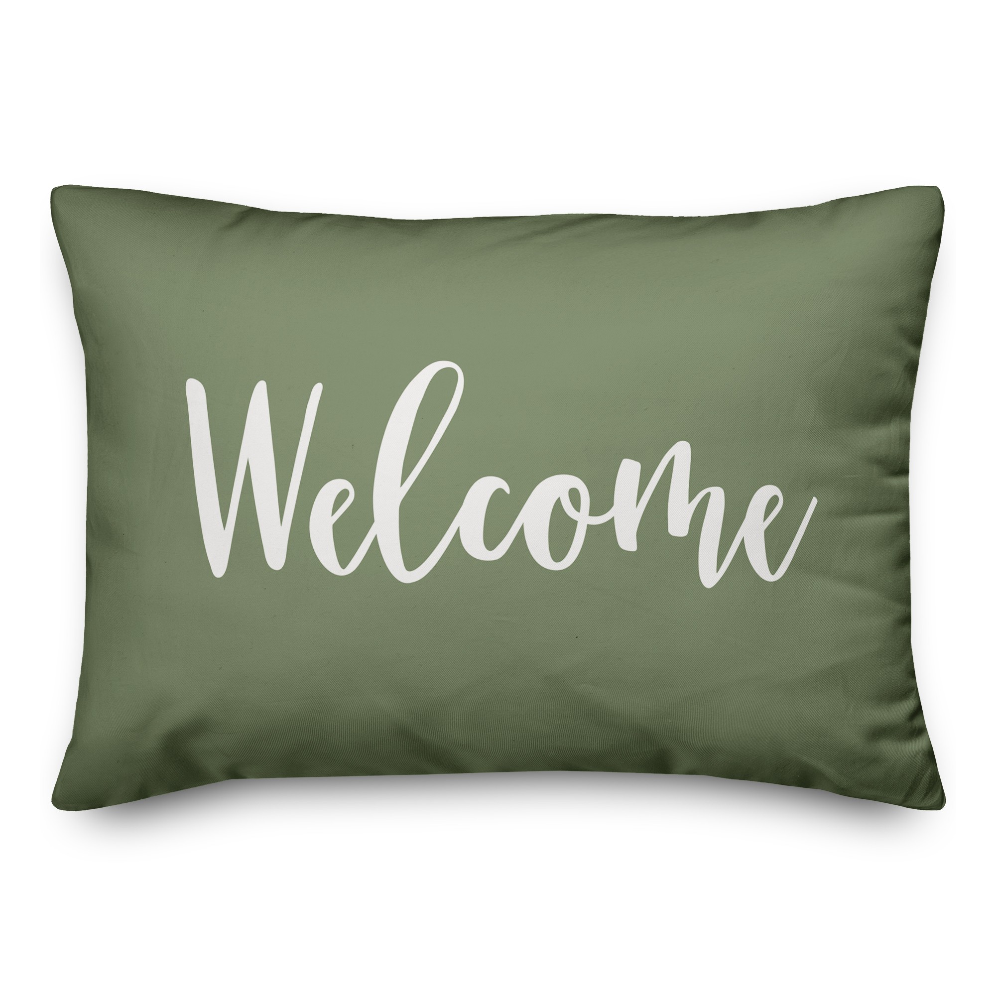 Welcome in Green 14x20 Spun Poly Pillow