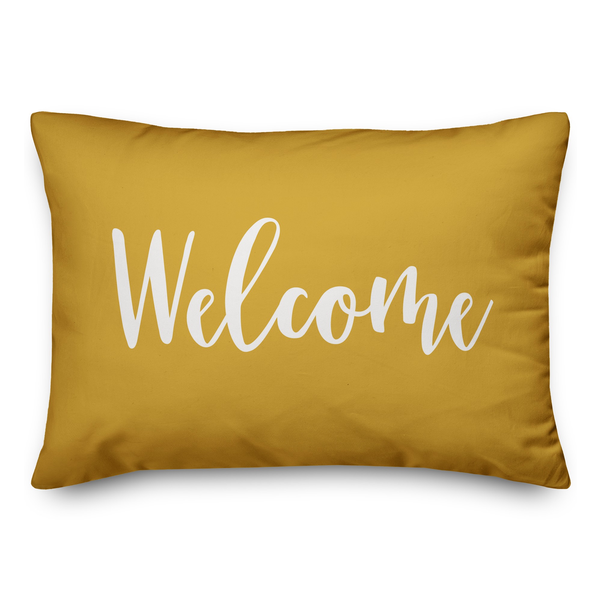 Welcome in Mustard 14x20 Spun Poly Pillow