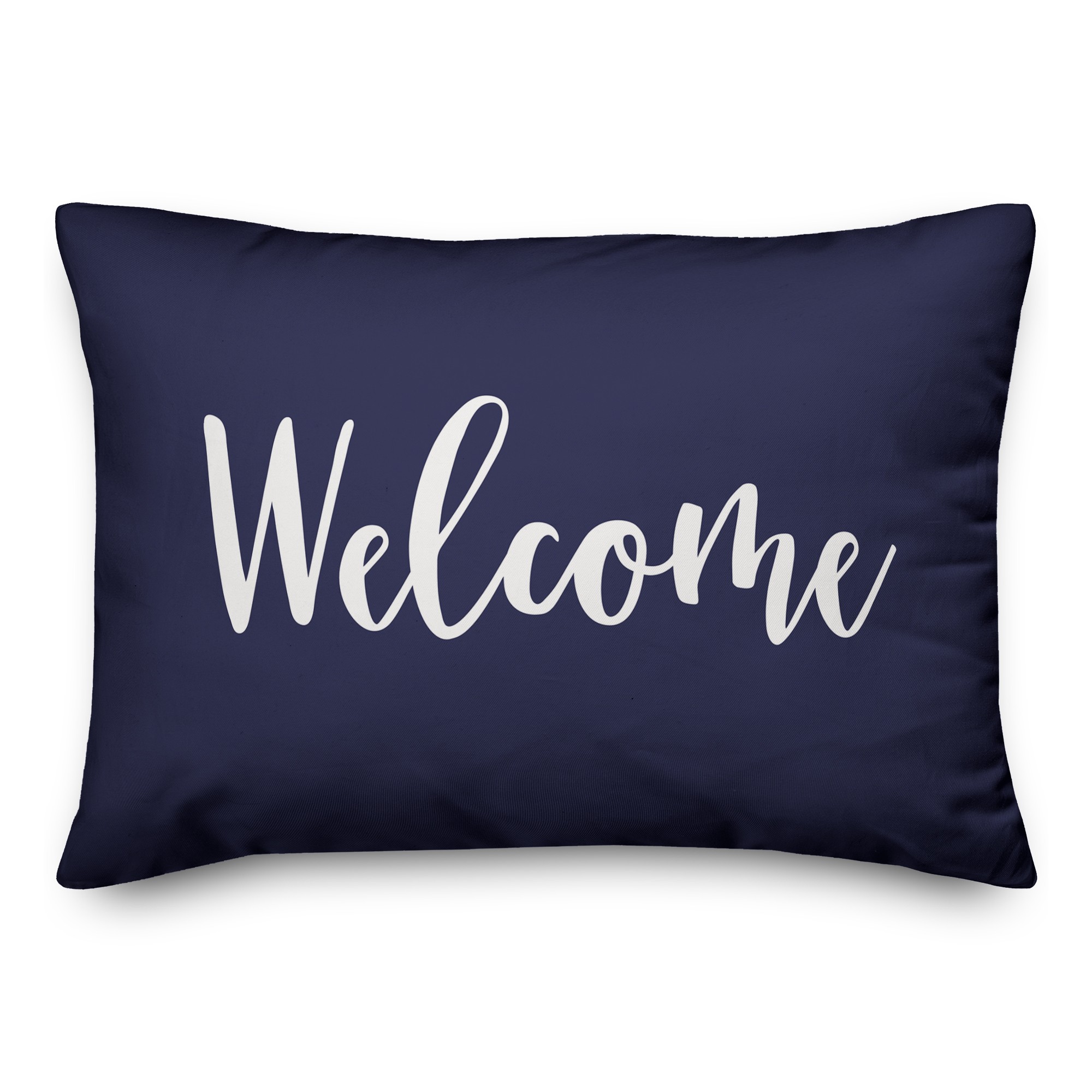 Welcome in Navy 14x20 Spun Poly Pillow