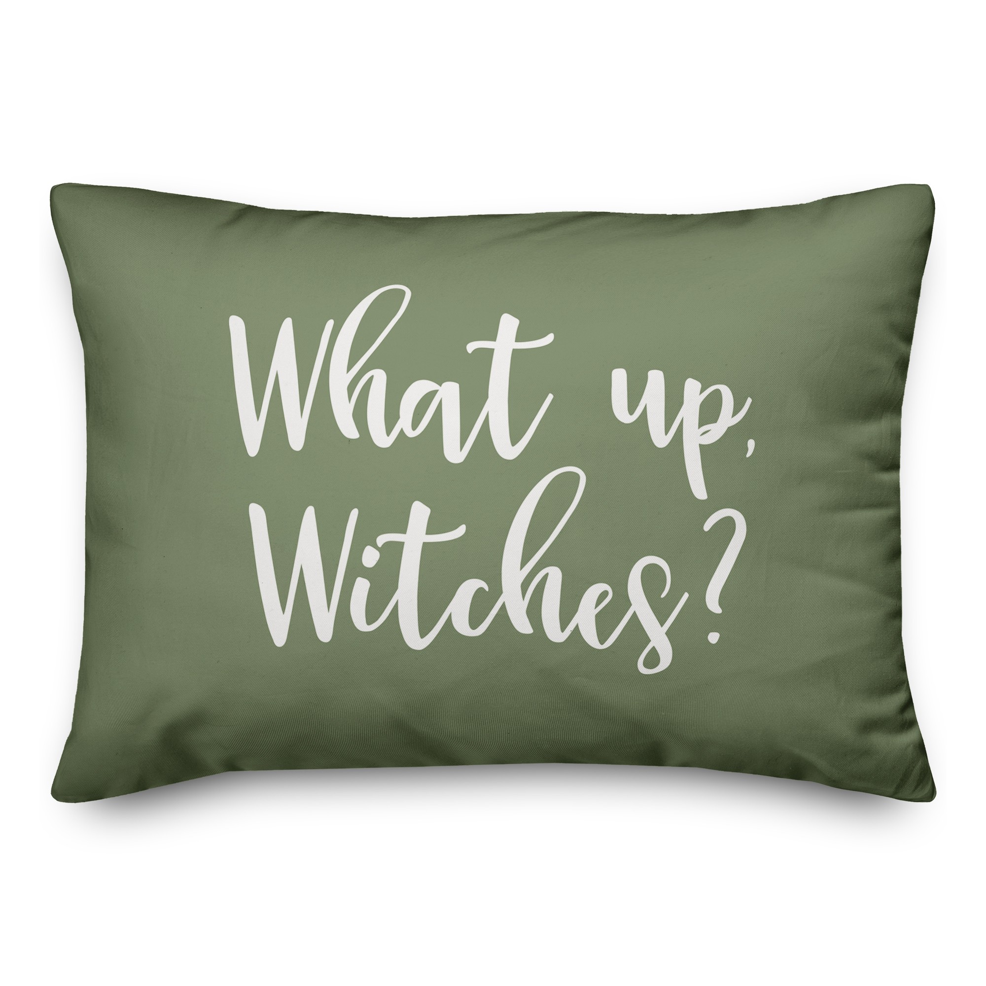 What Up, Witches? in Green 14x20 Spun Poly Pillow