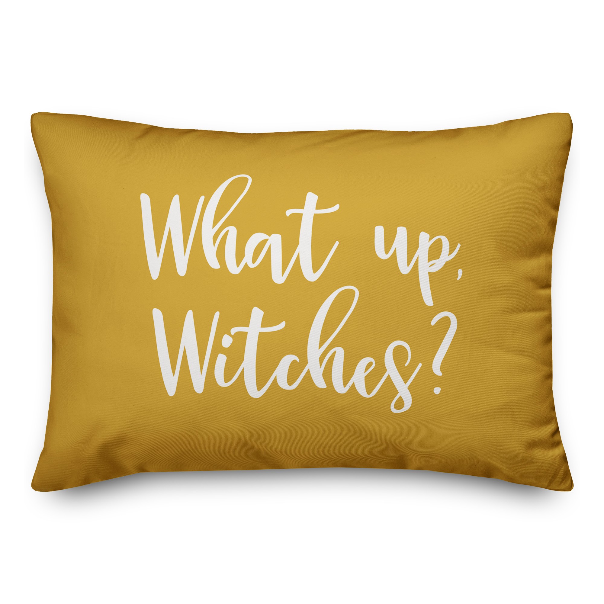 What Up, Witches? in Mustard 14x20 Spun Poly Pillow