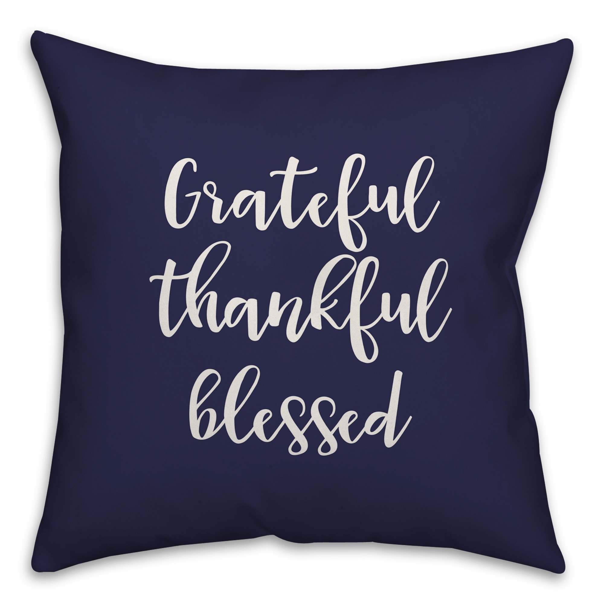 Grateful Thankful Blessed in Navy 18x18 Spun Poly Pillow