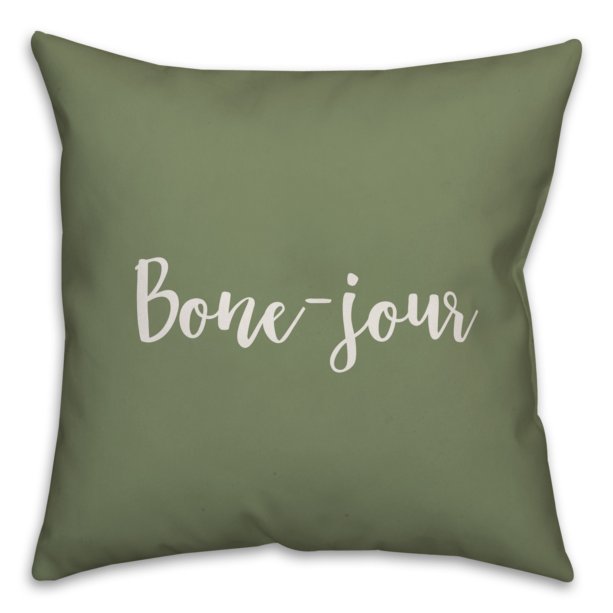 Bone-jour in Green 18x18 Spun Poly Pillow