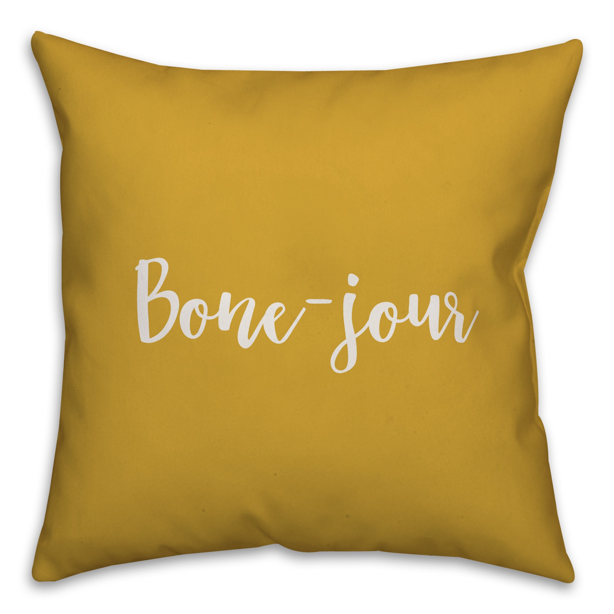 Bone-jour in Mustard 18x18 Spun Poly Pillow