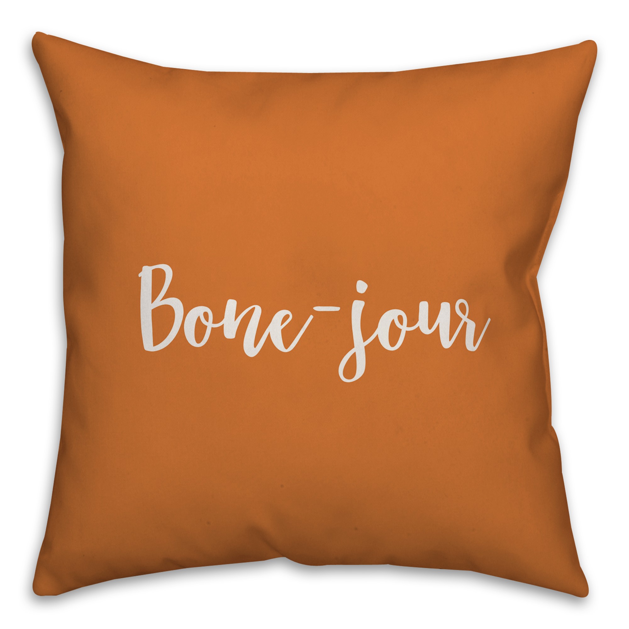 Bone-jour in Orange 18x18 Spun Poly Pillow