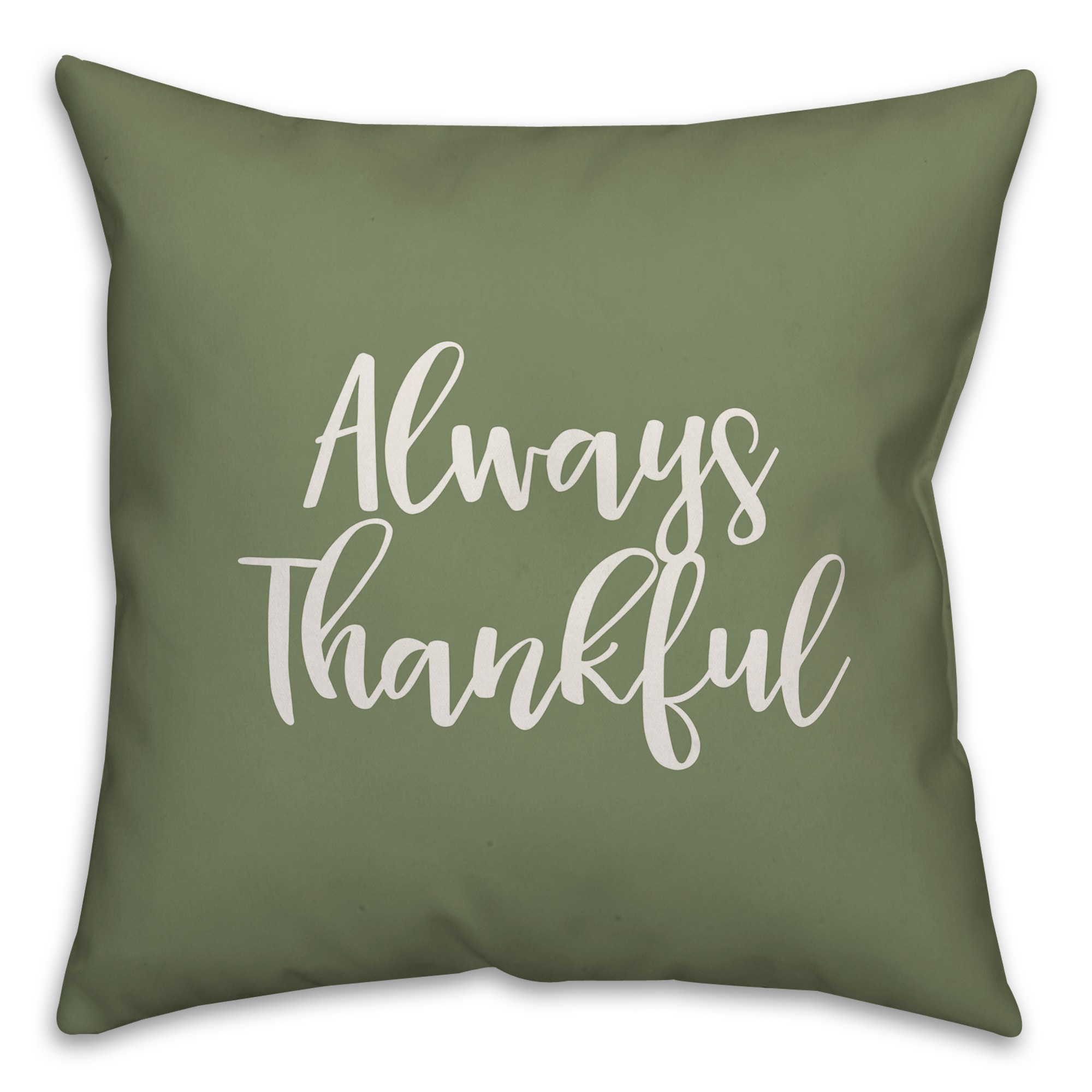Always Thankful in Green 18x18 Spun Poly Pillow