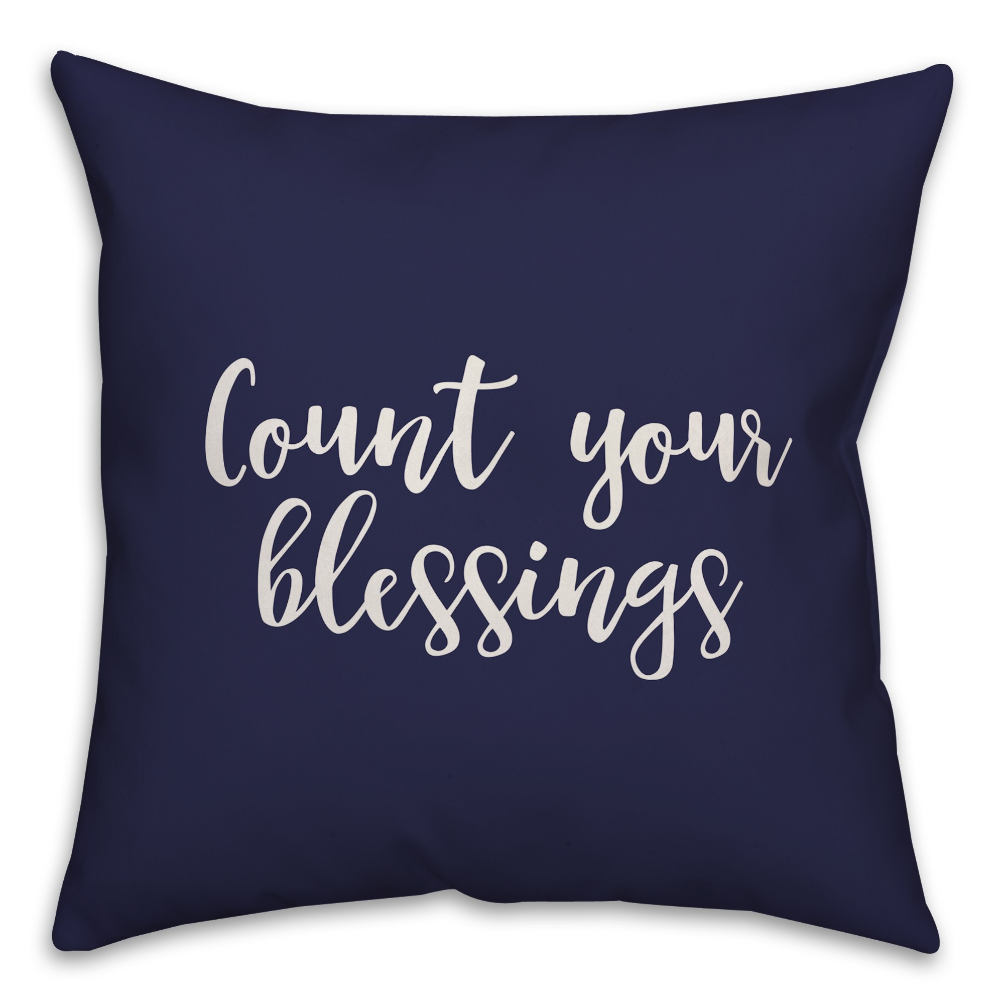 Count Your Blessings in Navy 18x18 Spun Poly Pillow