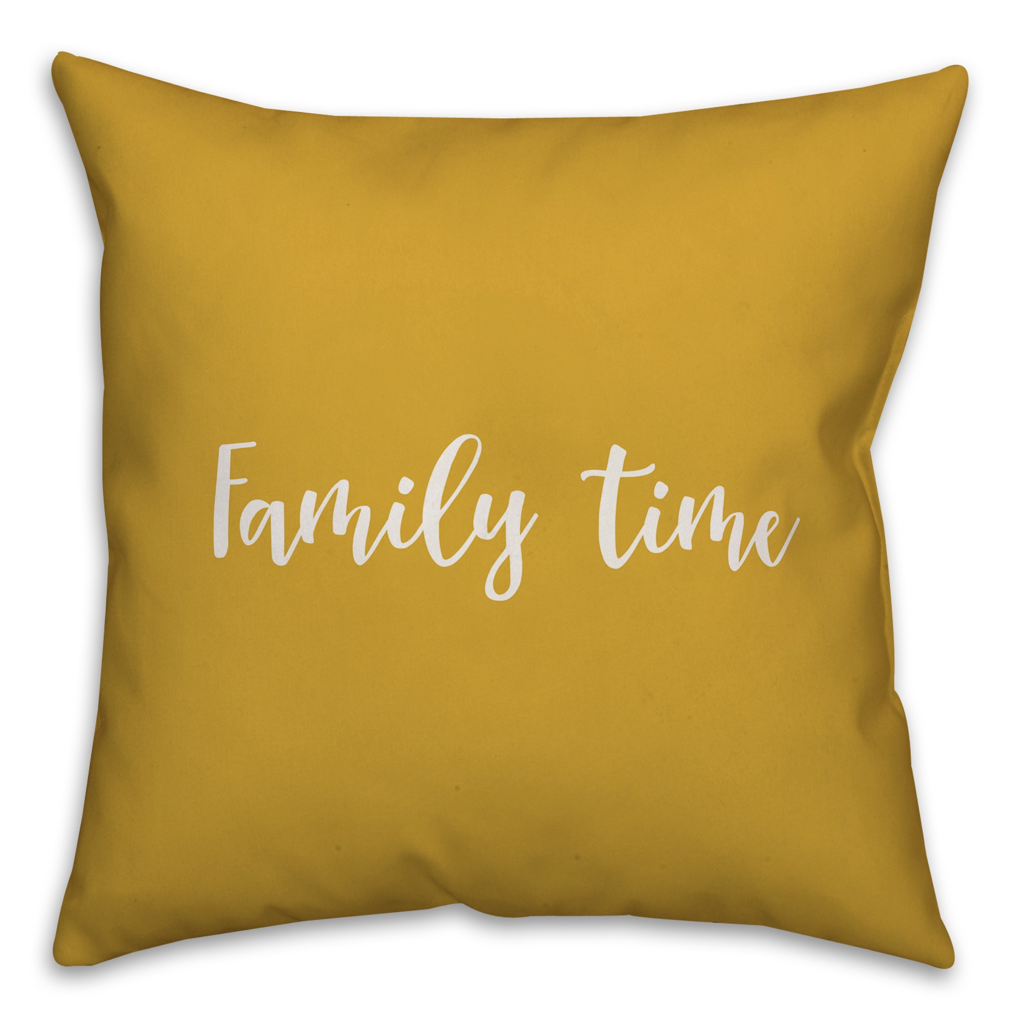 Family Time in Mustard 18x18 Spun Poly Pillow