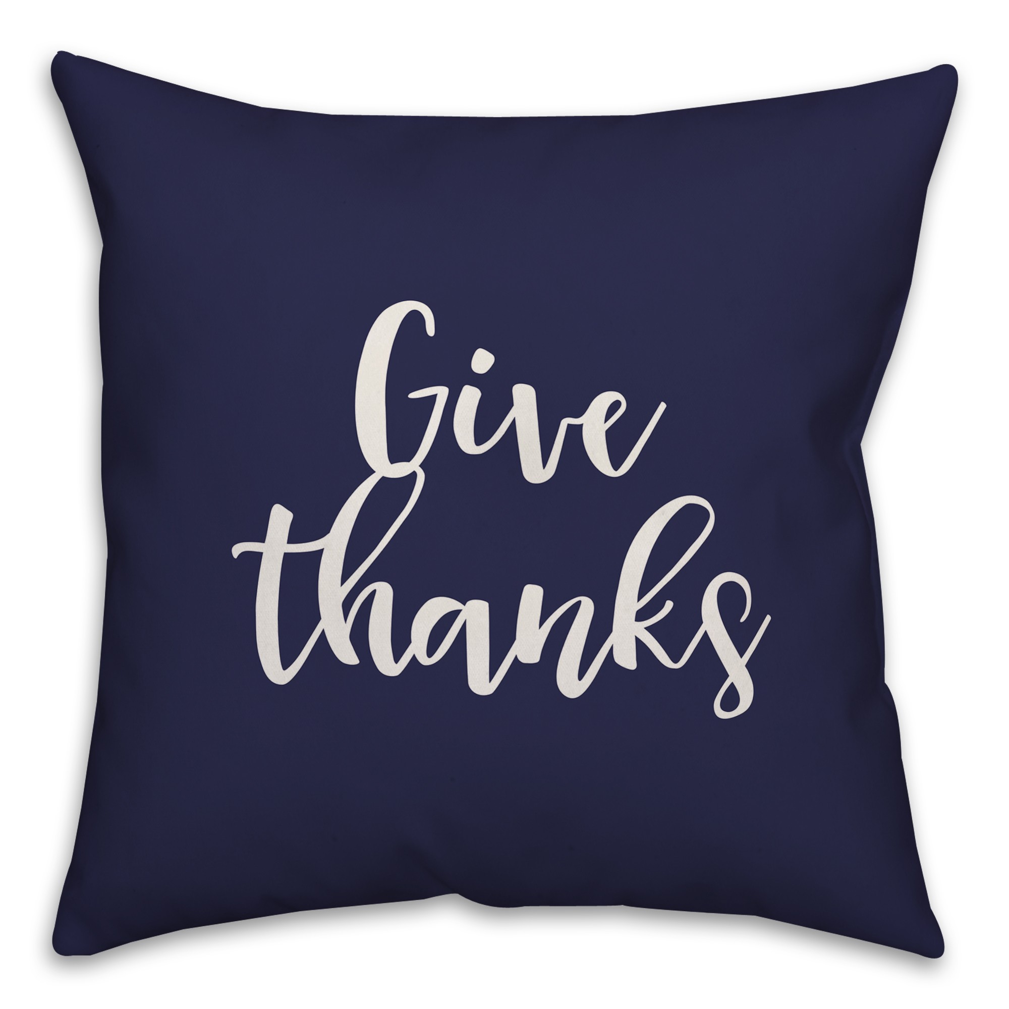 Give Thanks in Navy 18x18 Spun Poly Pillow