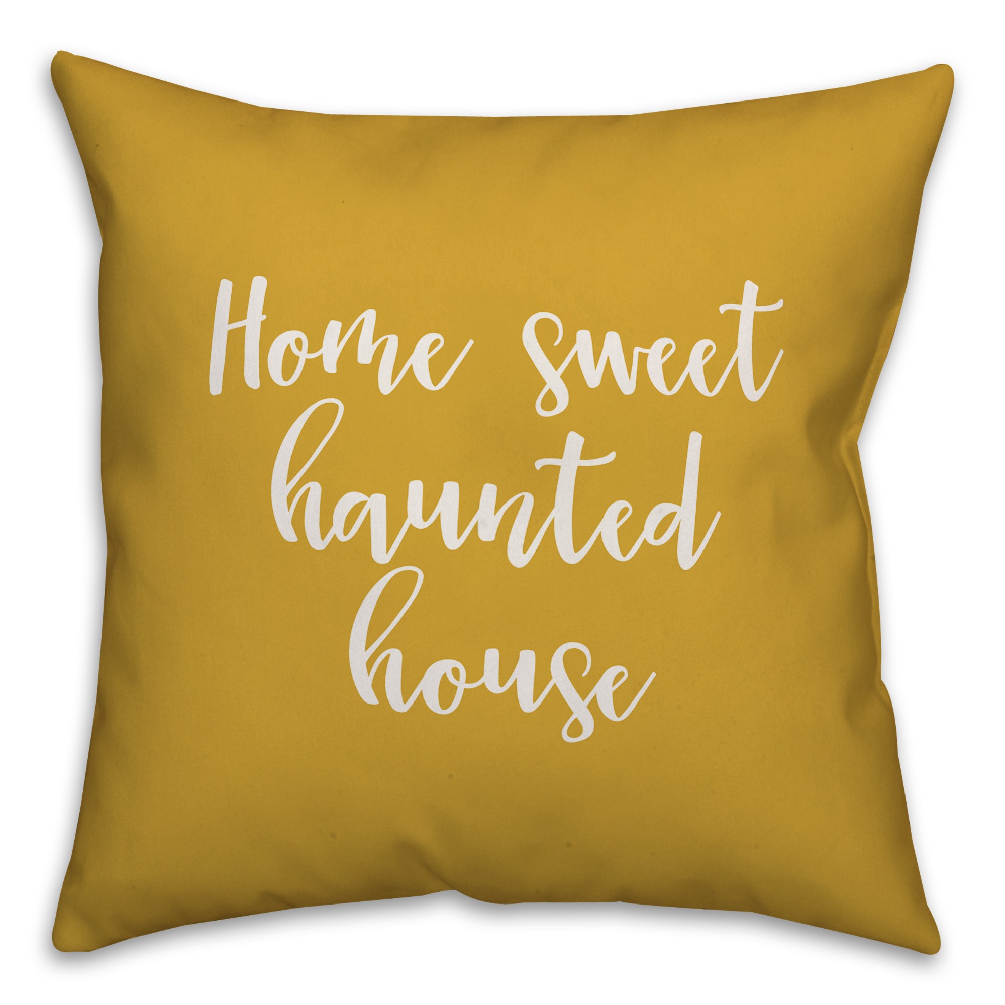 Home Sweet Haunted House in Mustard 18x18 Spun Poly Pillow
